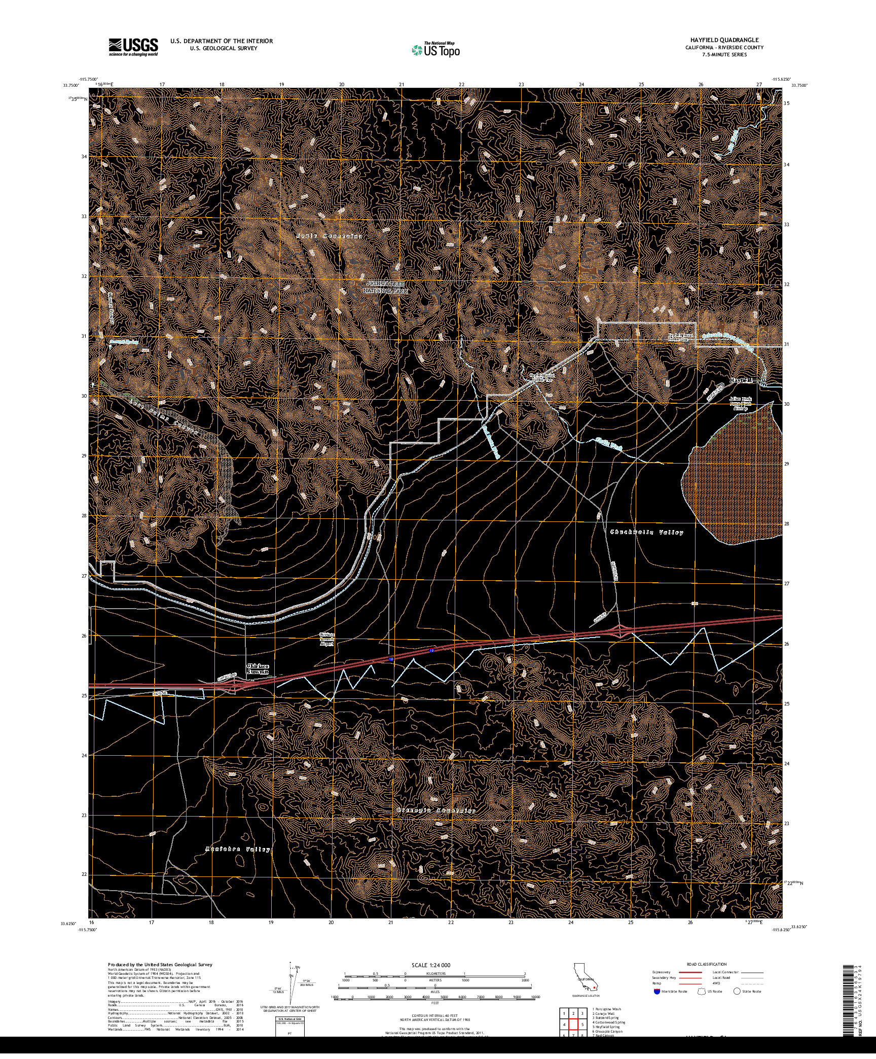 USGS US TOPO 7.5-MINUTE MAP FOR HAYFIELD, CA 2018