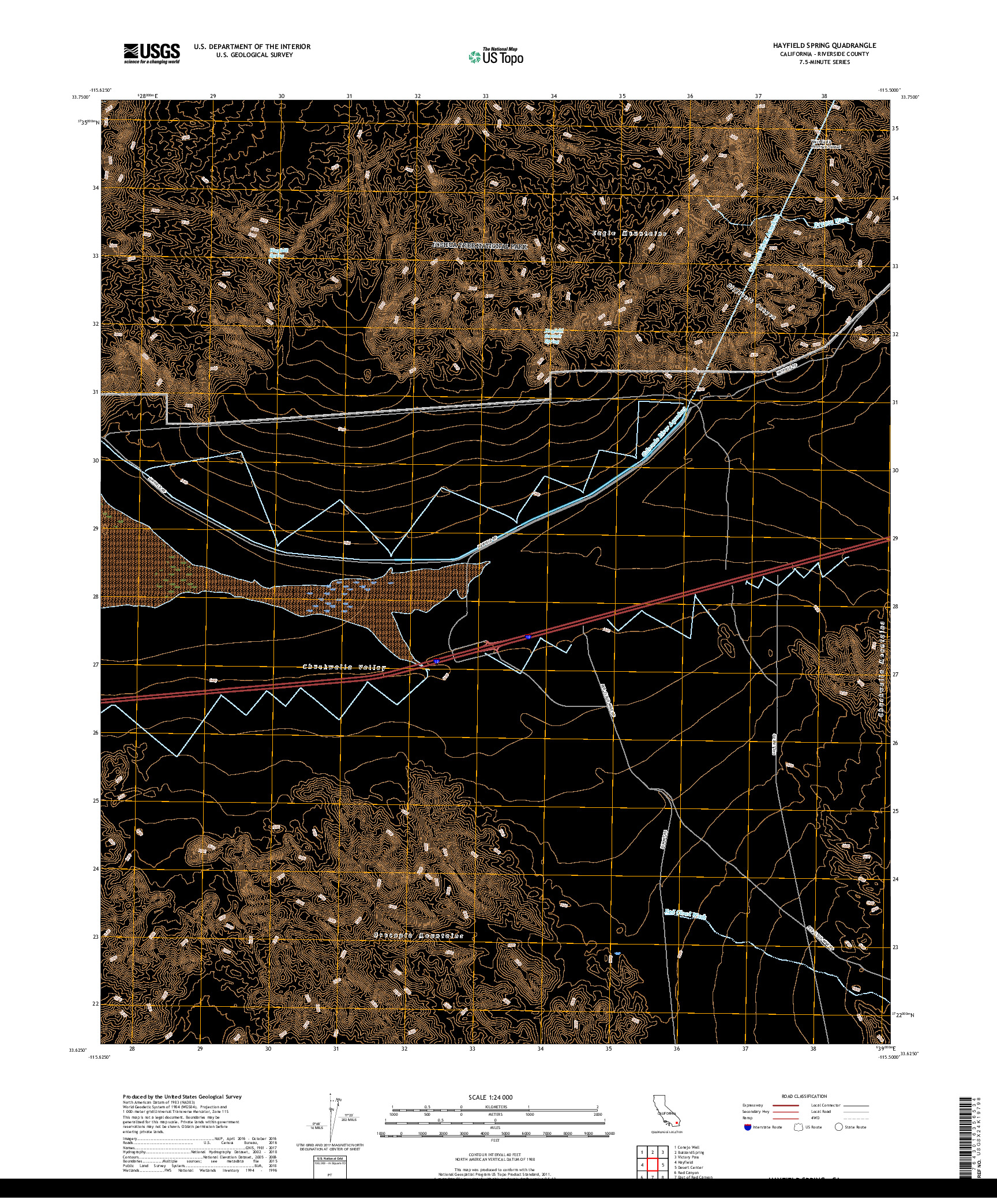 USGS US TOPO 7.5-MINUTE MAP FOR HAYFIELD SPRING, CA 2018