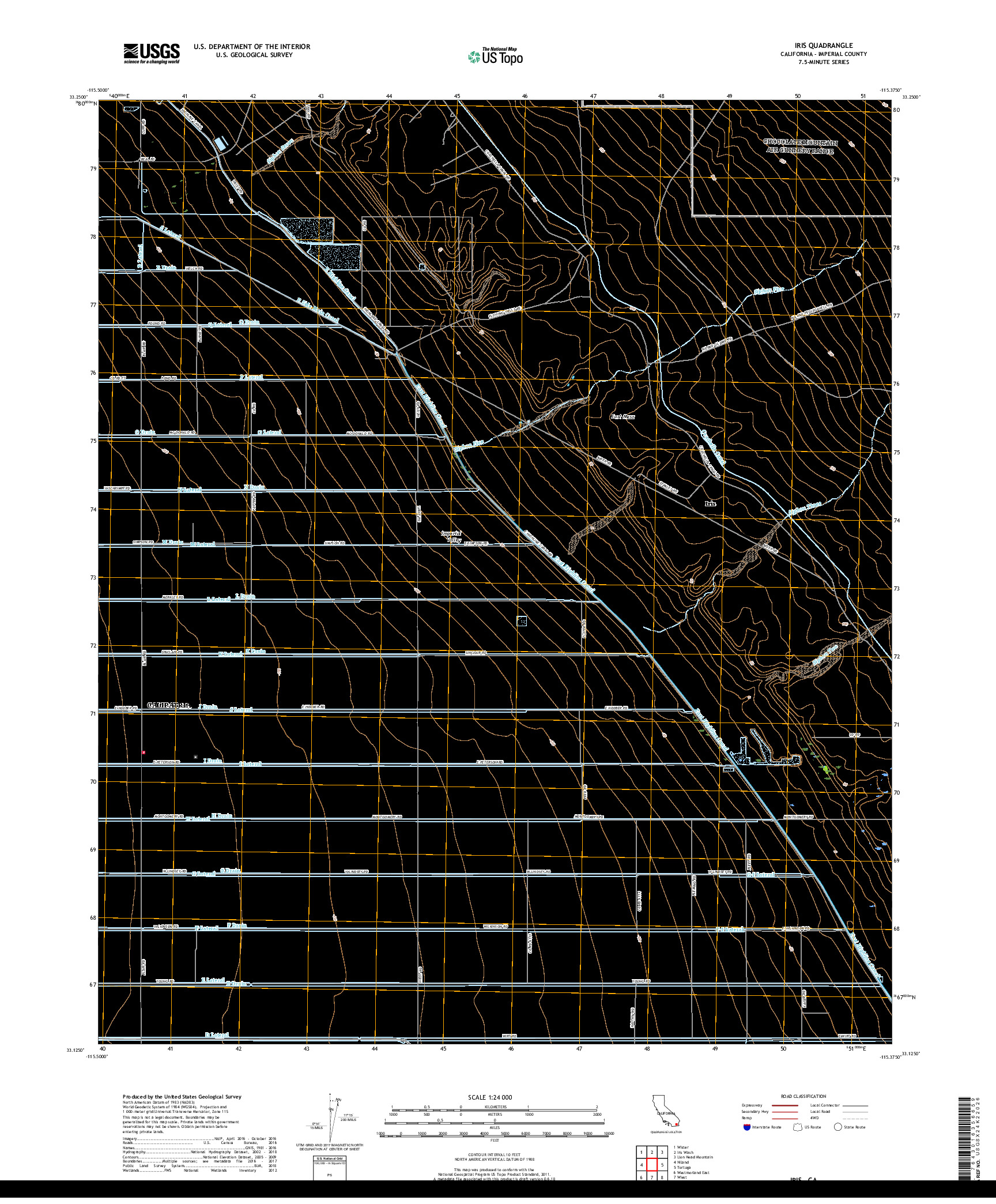 USGS US TOPO 7.5-MINUTE MAP FOR IRIS, CA 2018