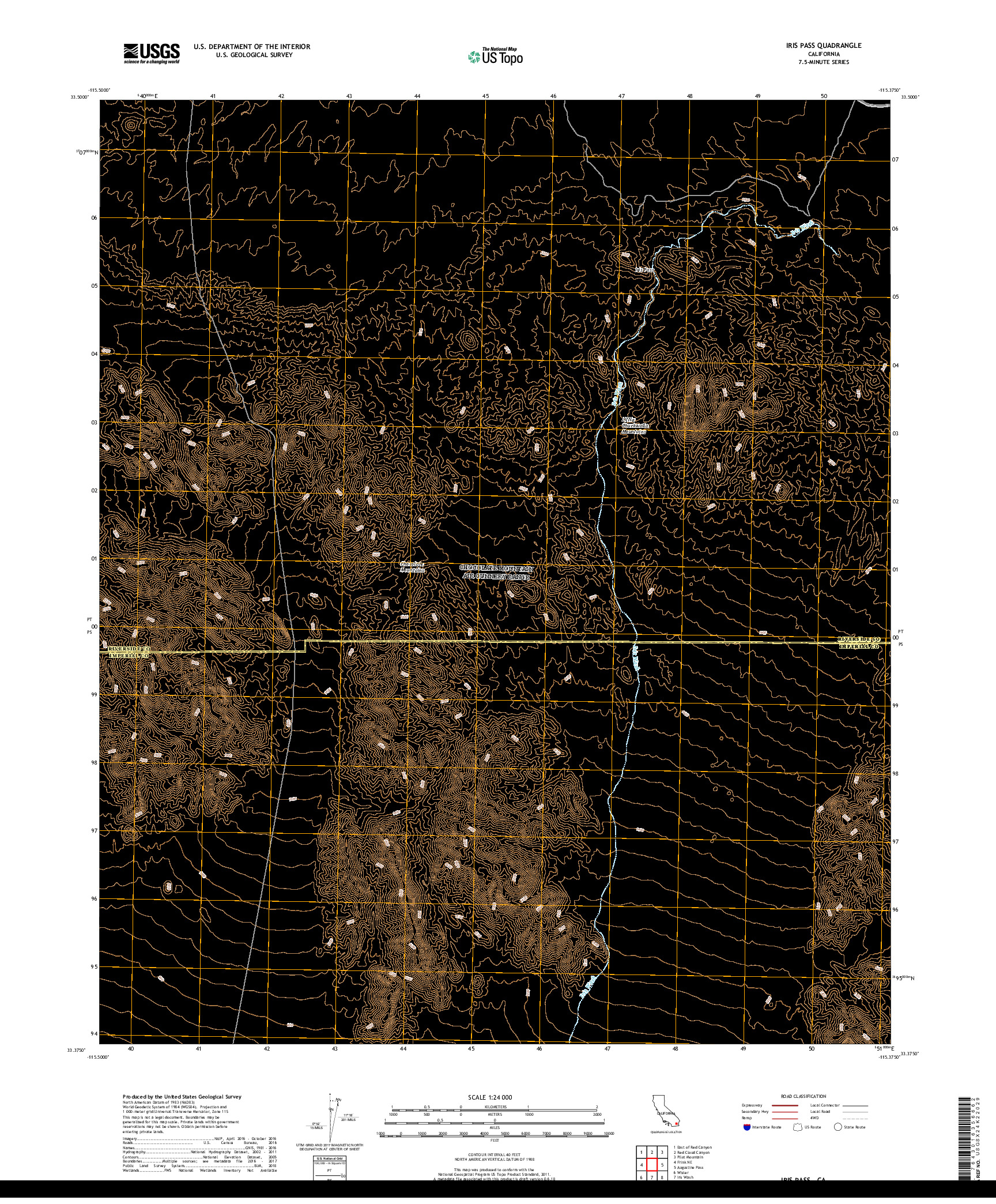 USGS US TOPO 7.5-MINUTE MAP FOR IRIS PASS, CA 2018