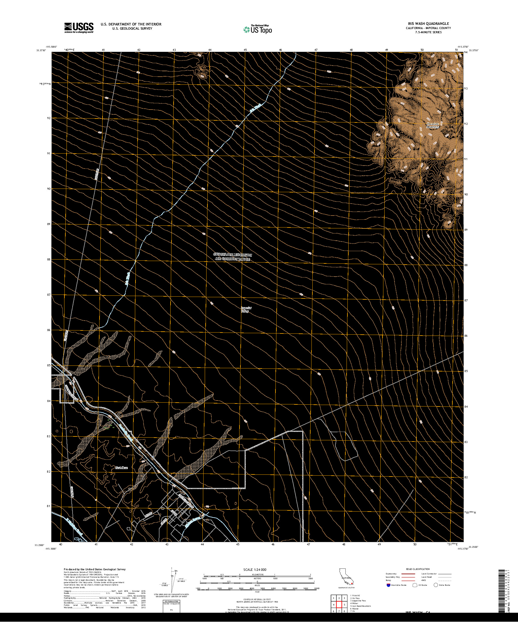 USGS US TOPO 7.5-MINUTE MAP FOR IRIS WASH, CA 2018