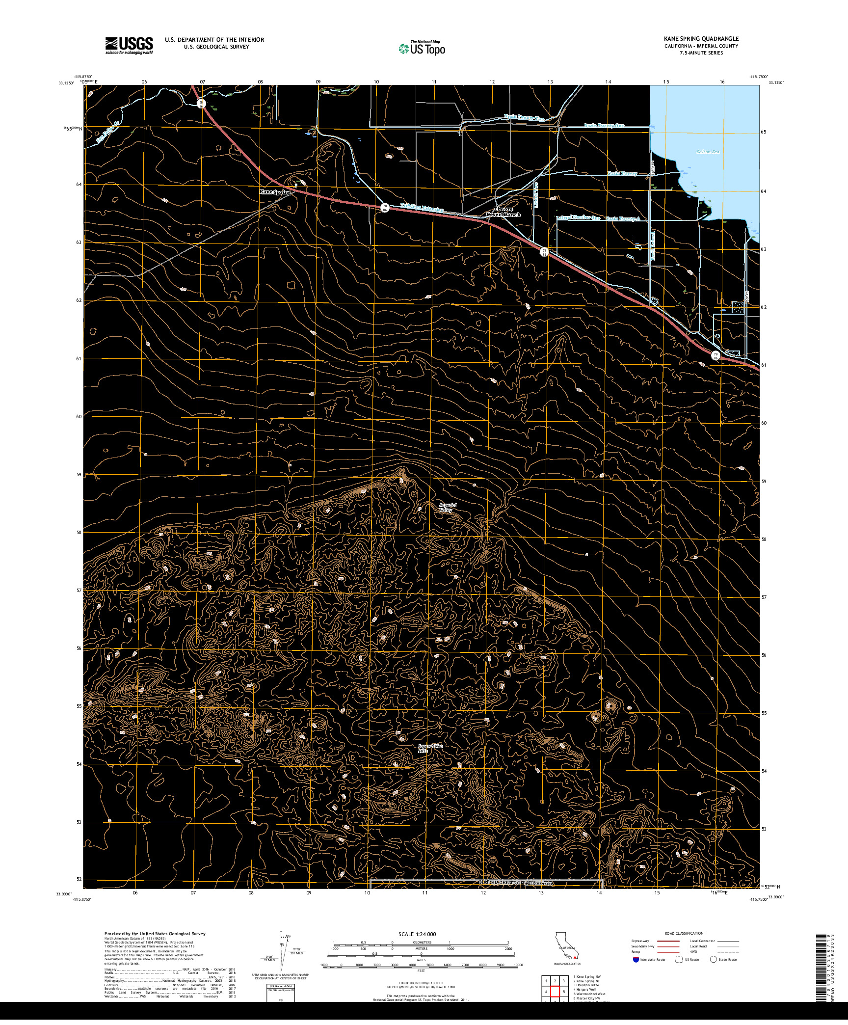 USGS US TOPO 7.5-MINUTE MAP FOR KANE SPRING, CA 2018