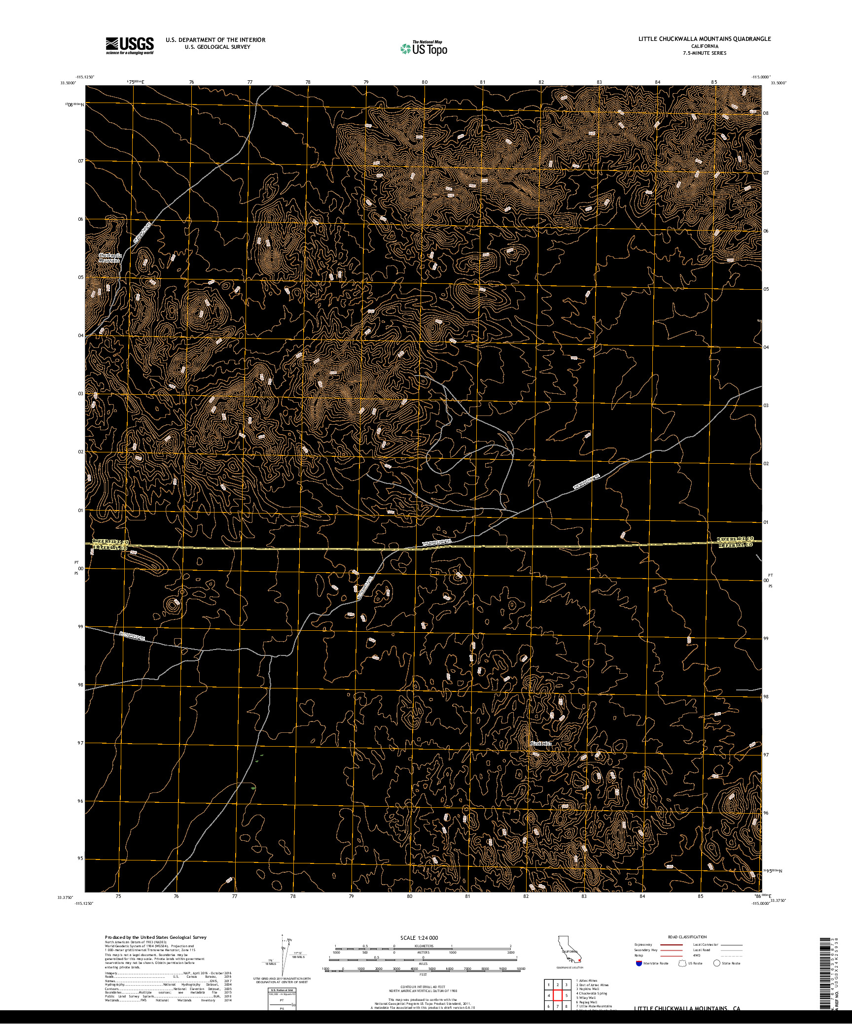 USGS US TOPO 7.5-MINUTE MAP FOR LITTLE CHUCKWALLA MOUNTAINS, CA 2018