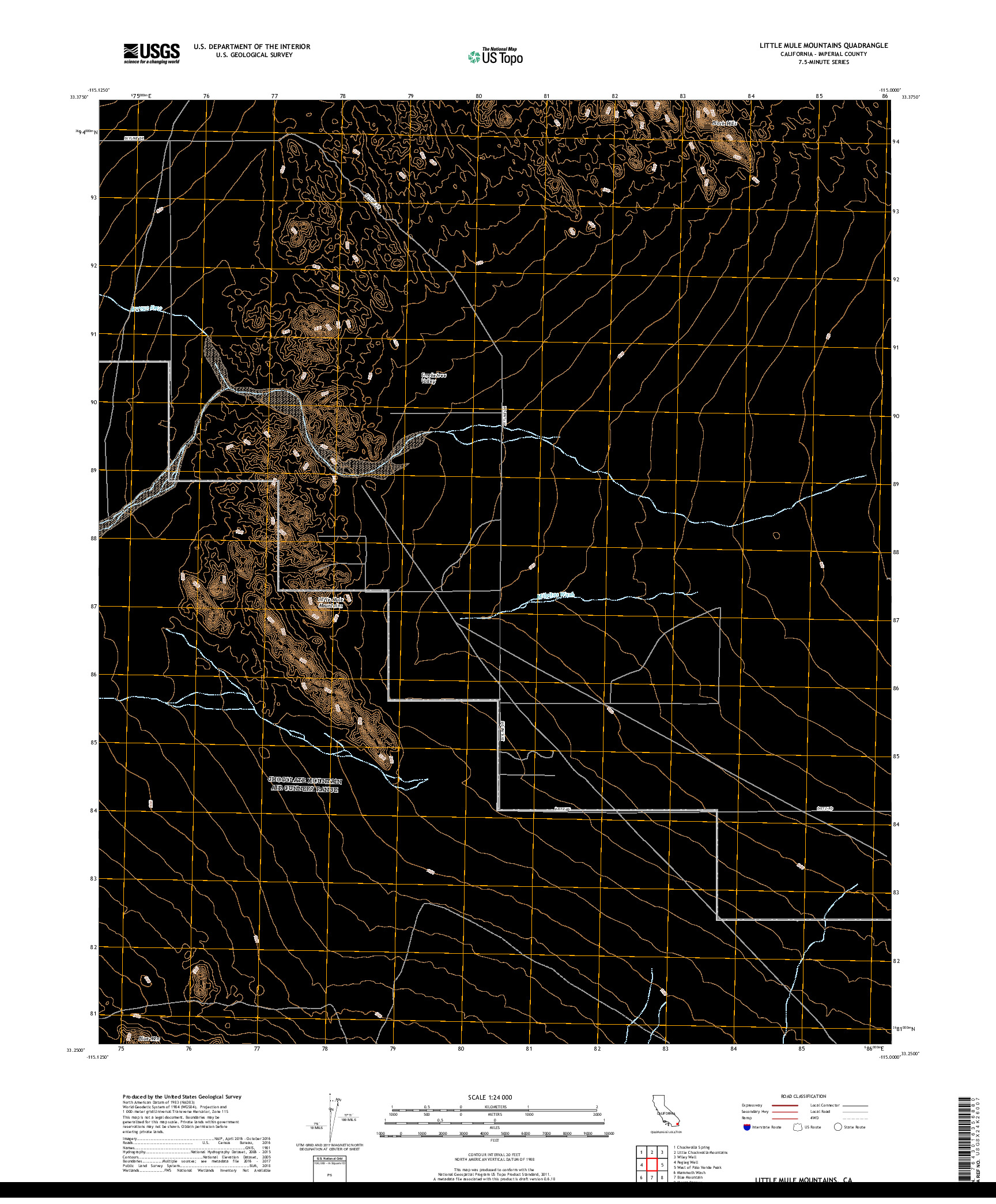 USGS US TOPO 7.5-MINUTE MAP FOR LITTLE MULE MOUNTAINS, CA 2018