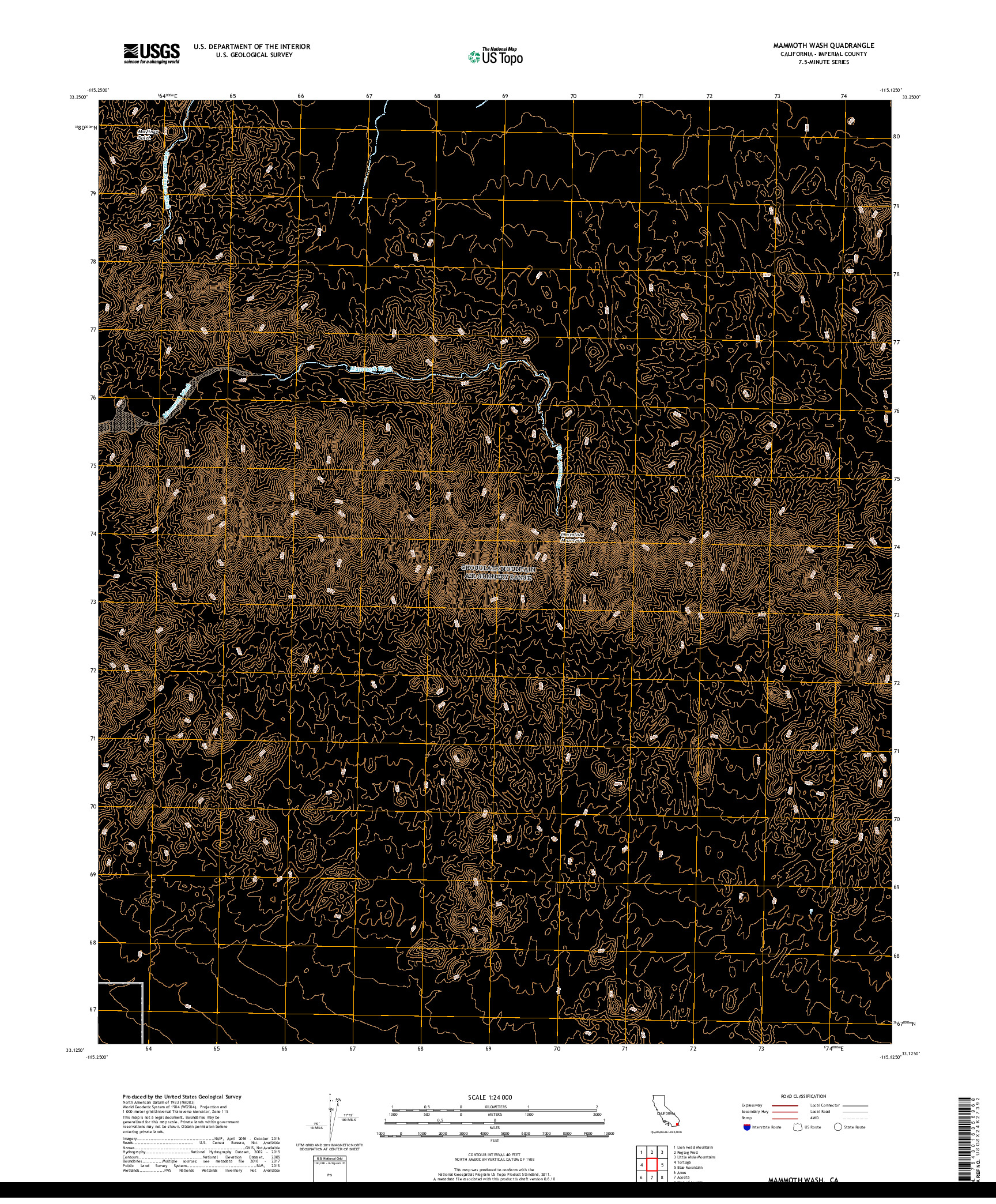 USGS US TOPO 7.5-MINUTE MAP FOR MAMMOTH WASH, CA 2018