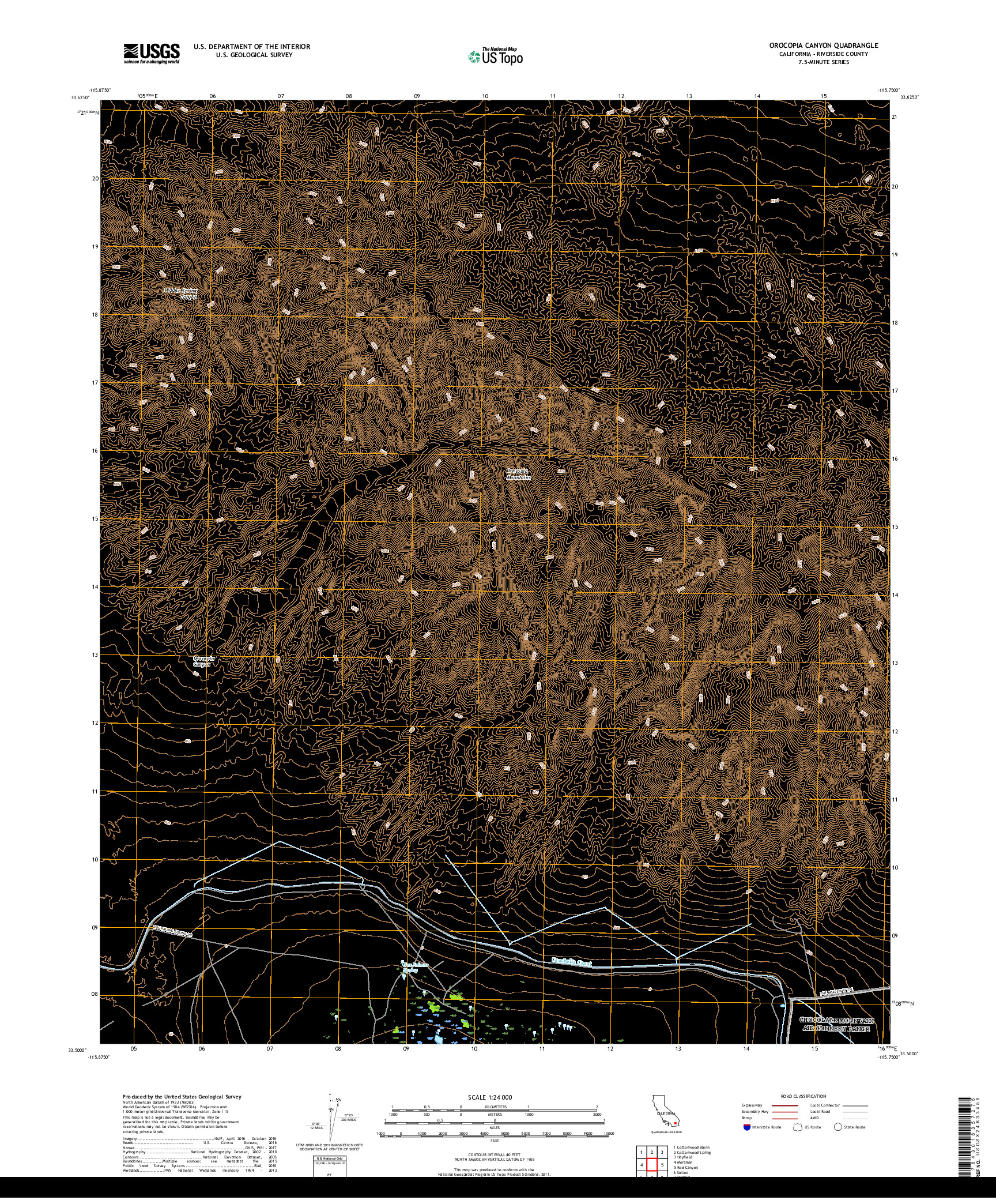 USGS US TOPO 7.5-MINUTE MAP FOR OROCOPIA CANYON, CA 2018