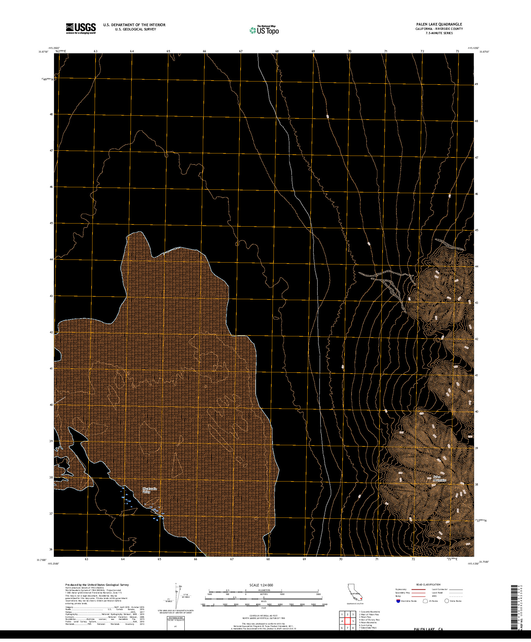 USGS US TOPO 7.5-MINUTE MAP FOR PALEN LAKE, CA 2018