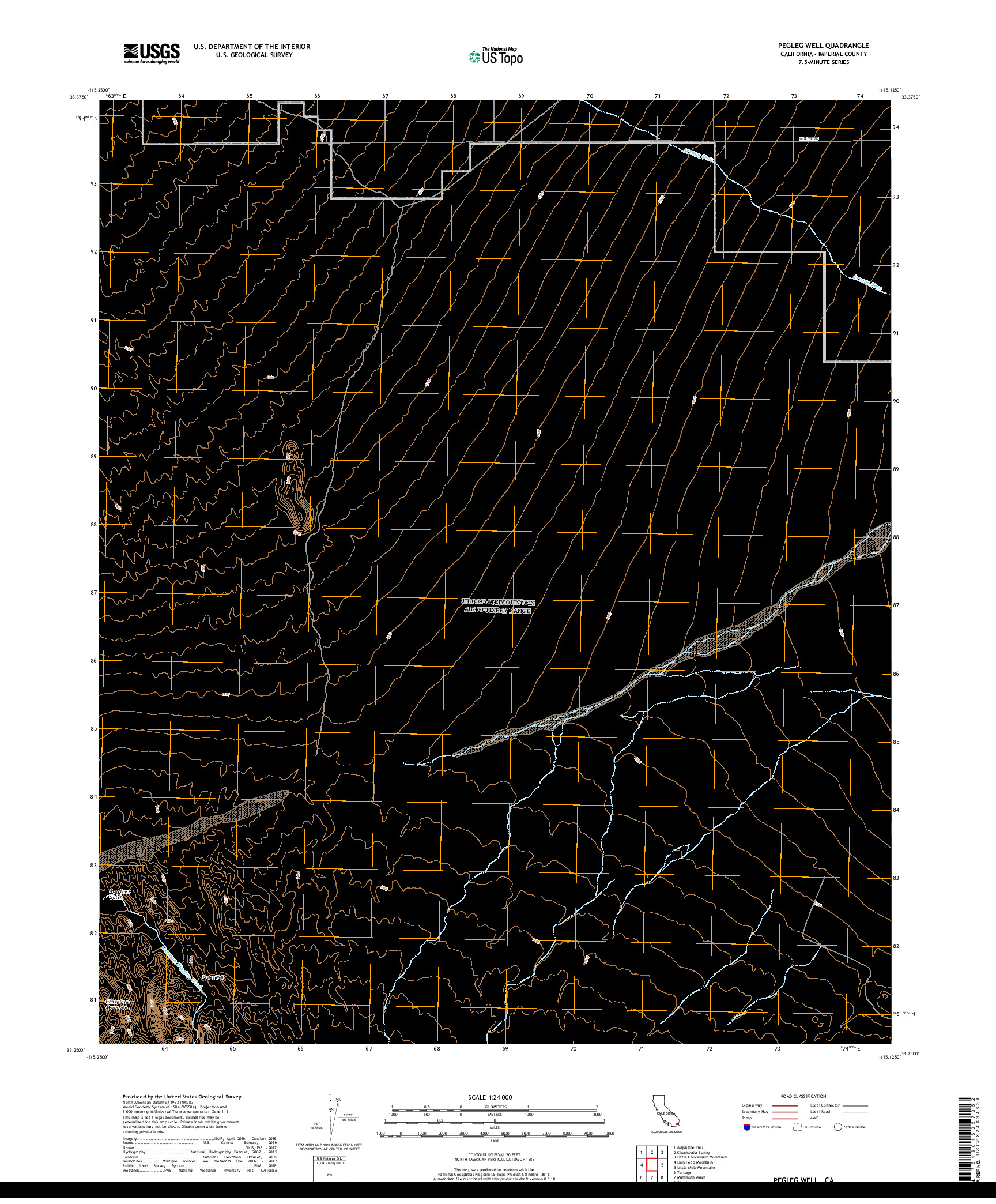 USGS US TOPO 7.5-MINUTE MAP FOR PEGLEG WELL, CA 2018