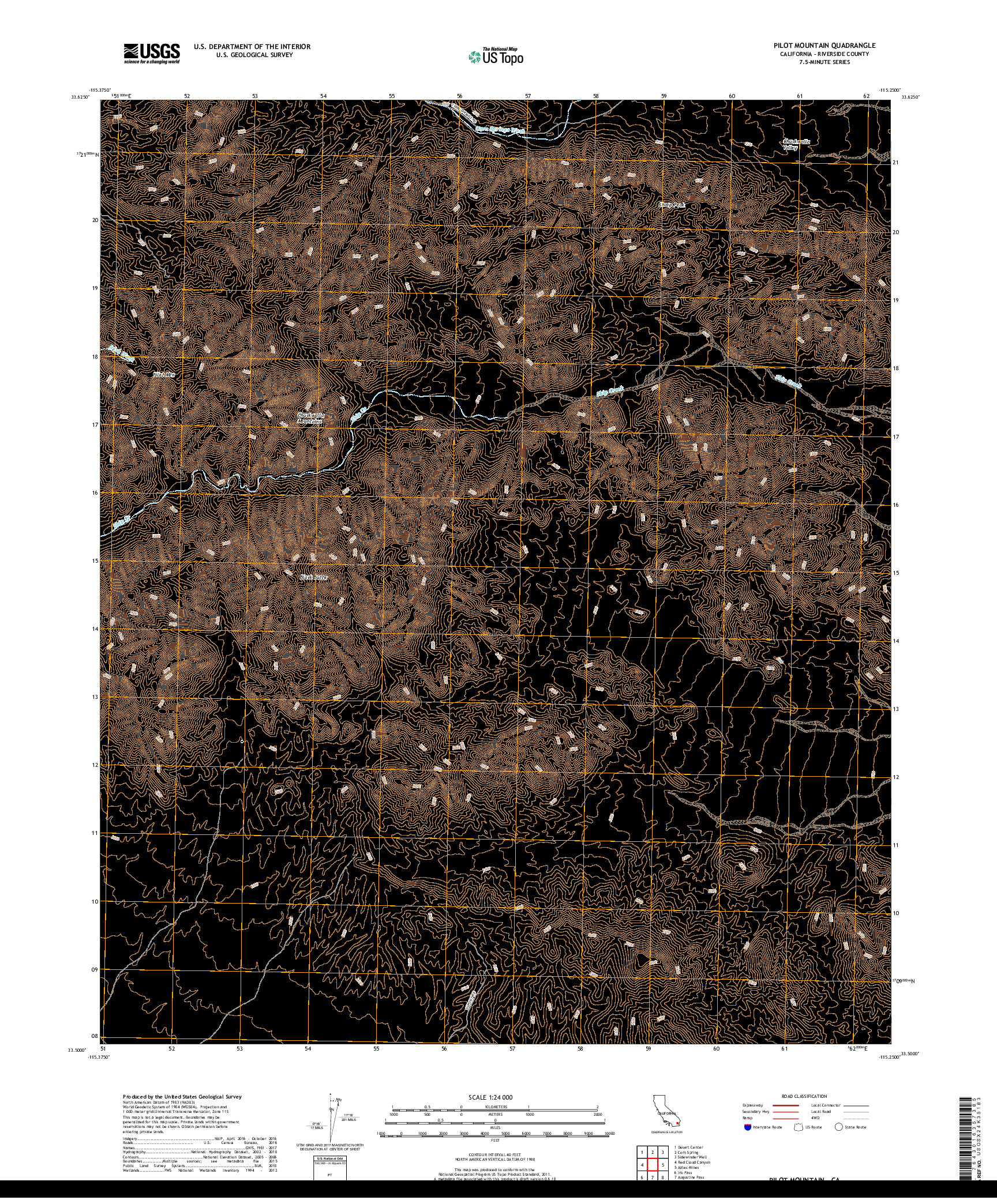 USGS US TOPO 7.5-MINUTE MAP FOR PILOT MOUNTAIN, CA 2018