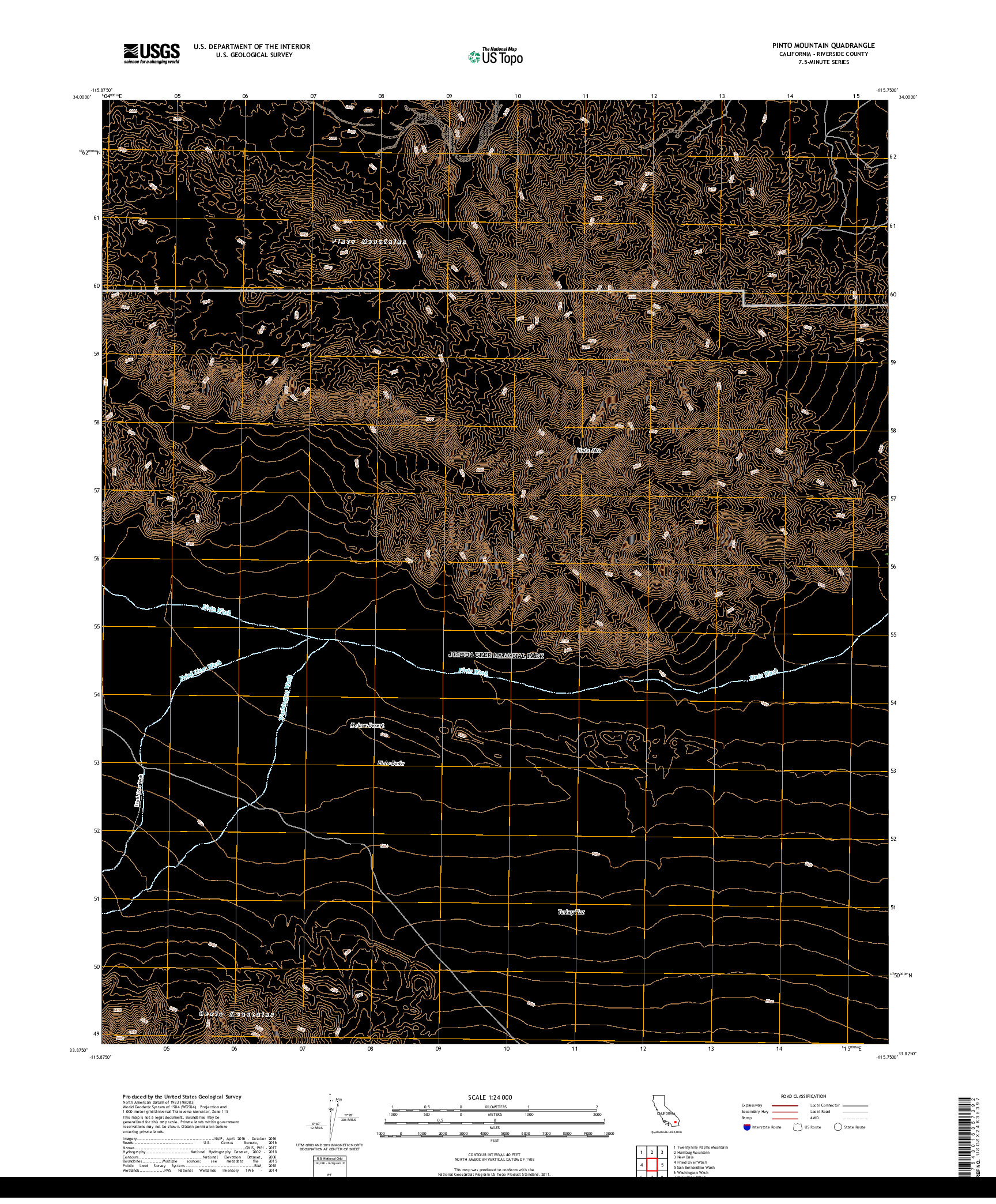 USGS US TOPO 7.5-MINUTE MAP FOR PINTO MOUNTAIN, CA 2018