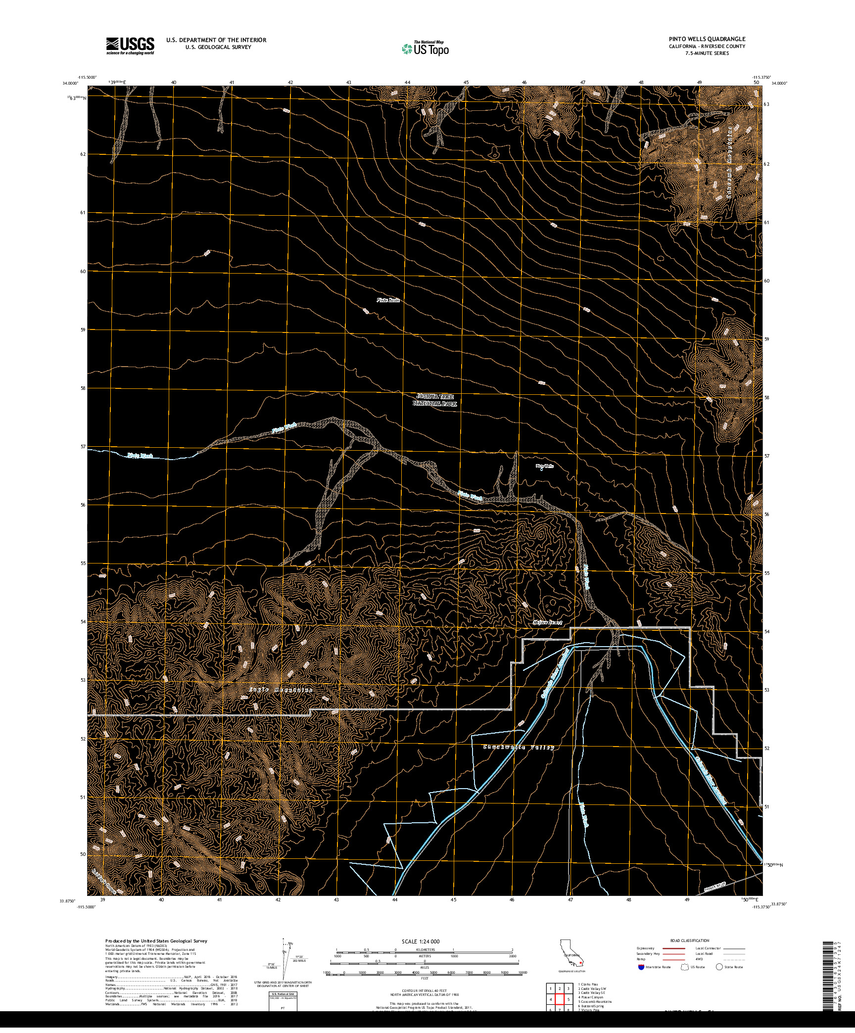 USGS US TOPO 7.5-MINUTE MAP FOR PINTO WELLS, CA 2018
