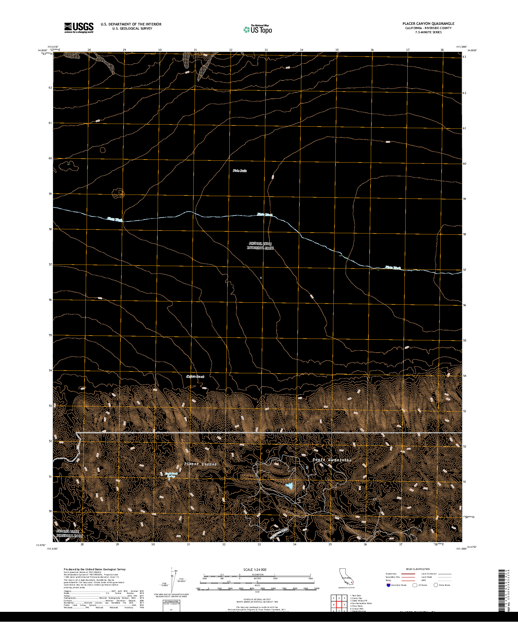 USGS US TOPO 7.5-MINUTE MAP FOR PLACER CANYON, CA 2018