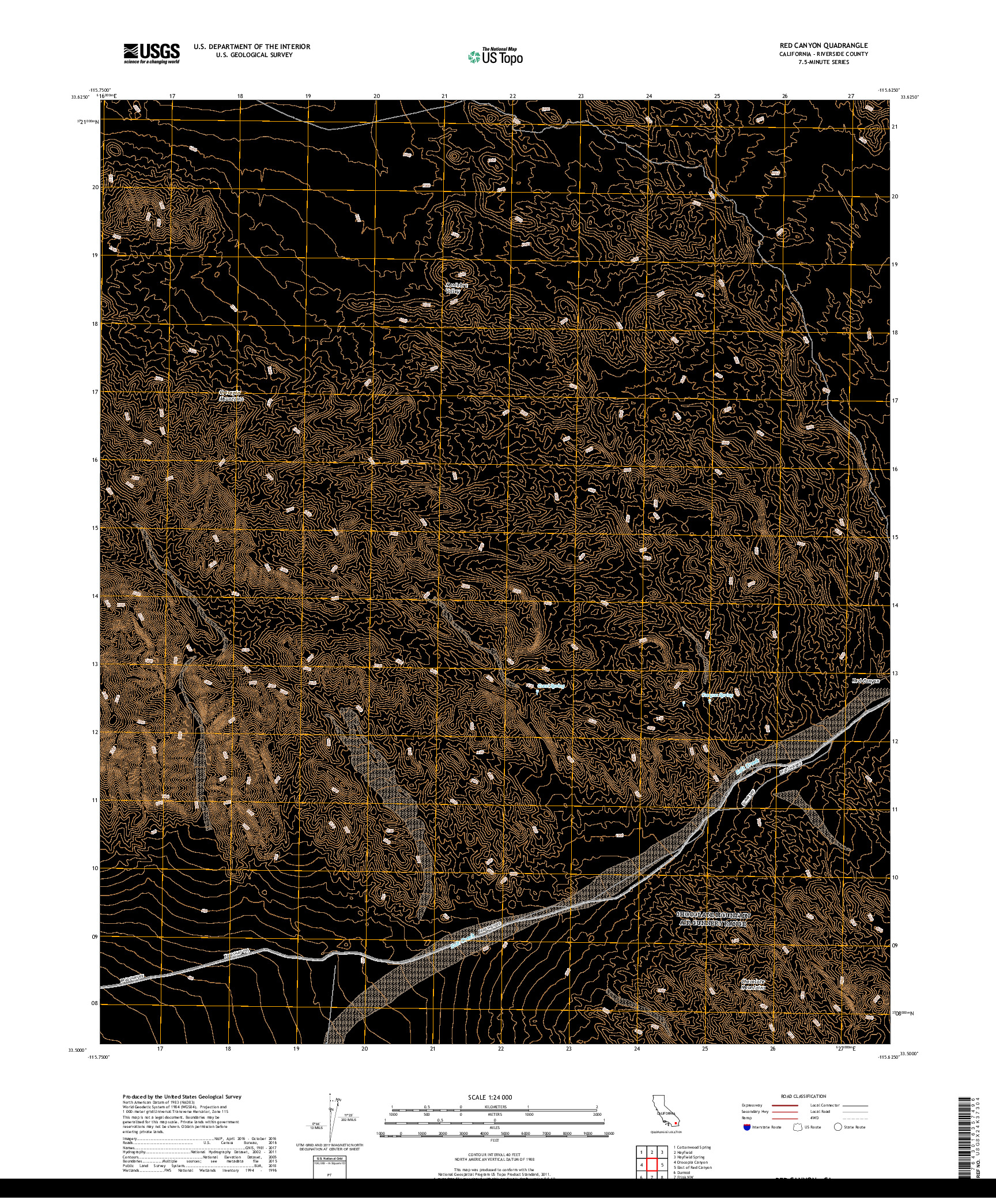 USGS US TOPO 7.5-MINUTE MAP FOR RED CANYON, CA 2018