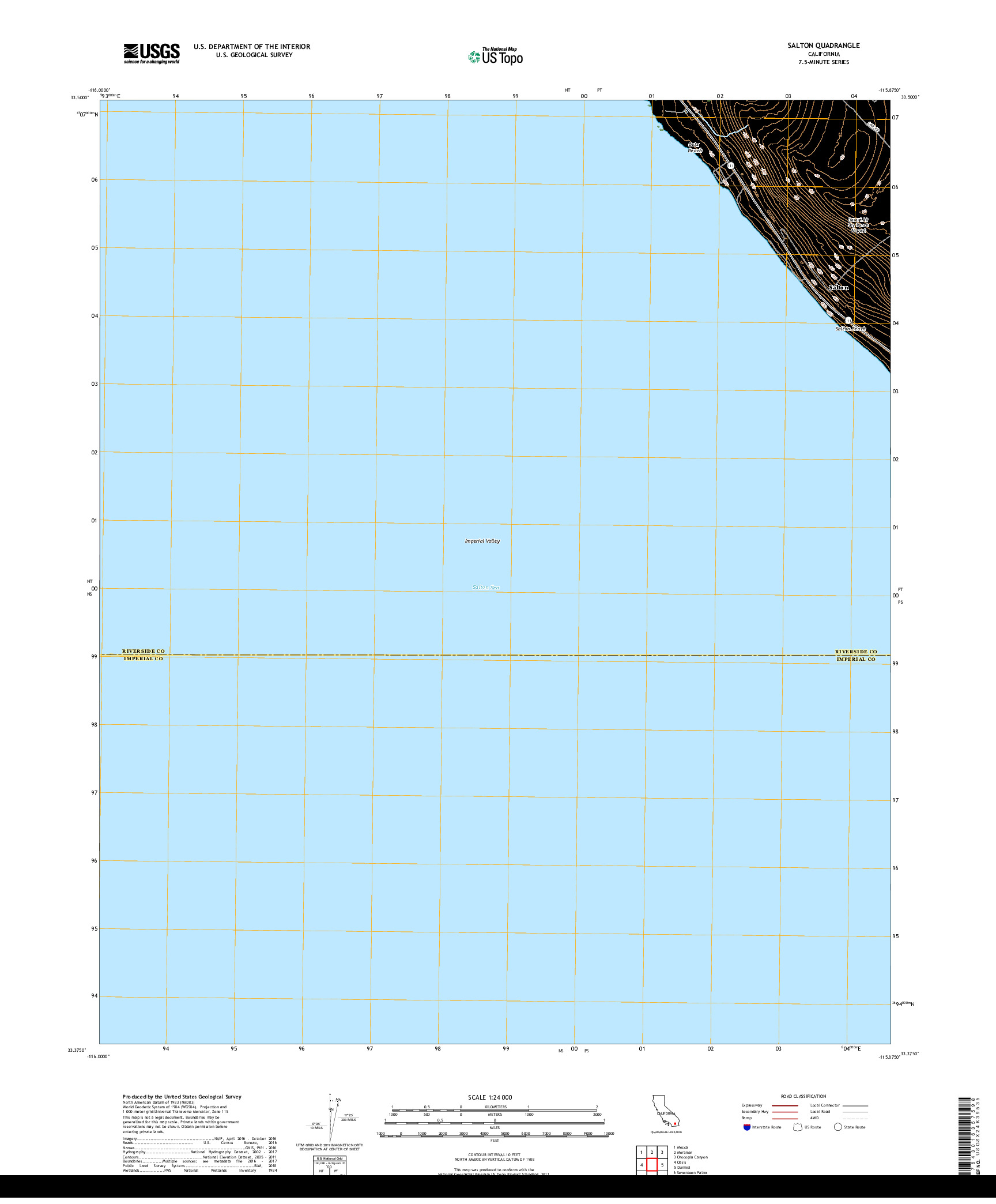 USGS US TOPO 7.5-MINUTE MAP FOR SALTON, CA 2018