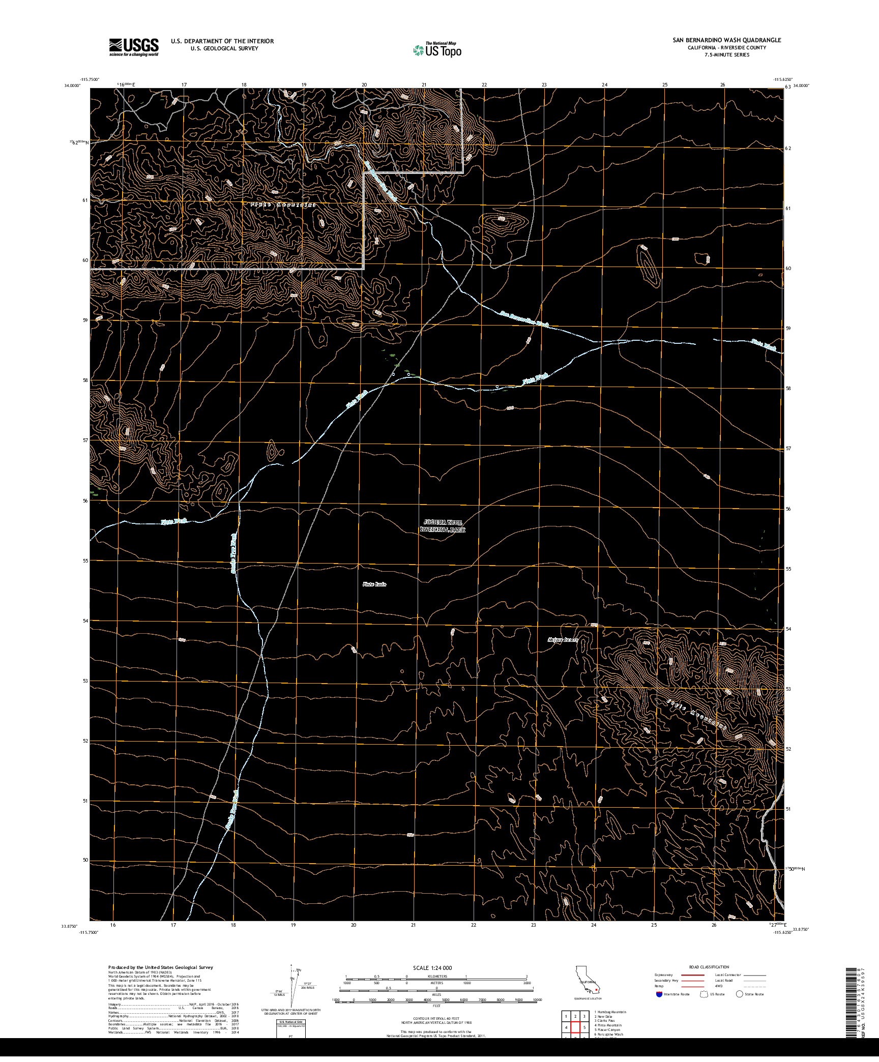 USGS US TOPO 7.5-MINUTE MAP FOR SAN BERNARDINO WASH, CA 2018