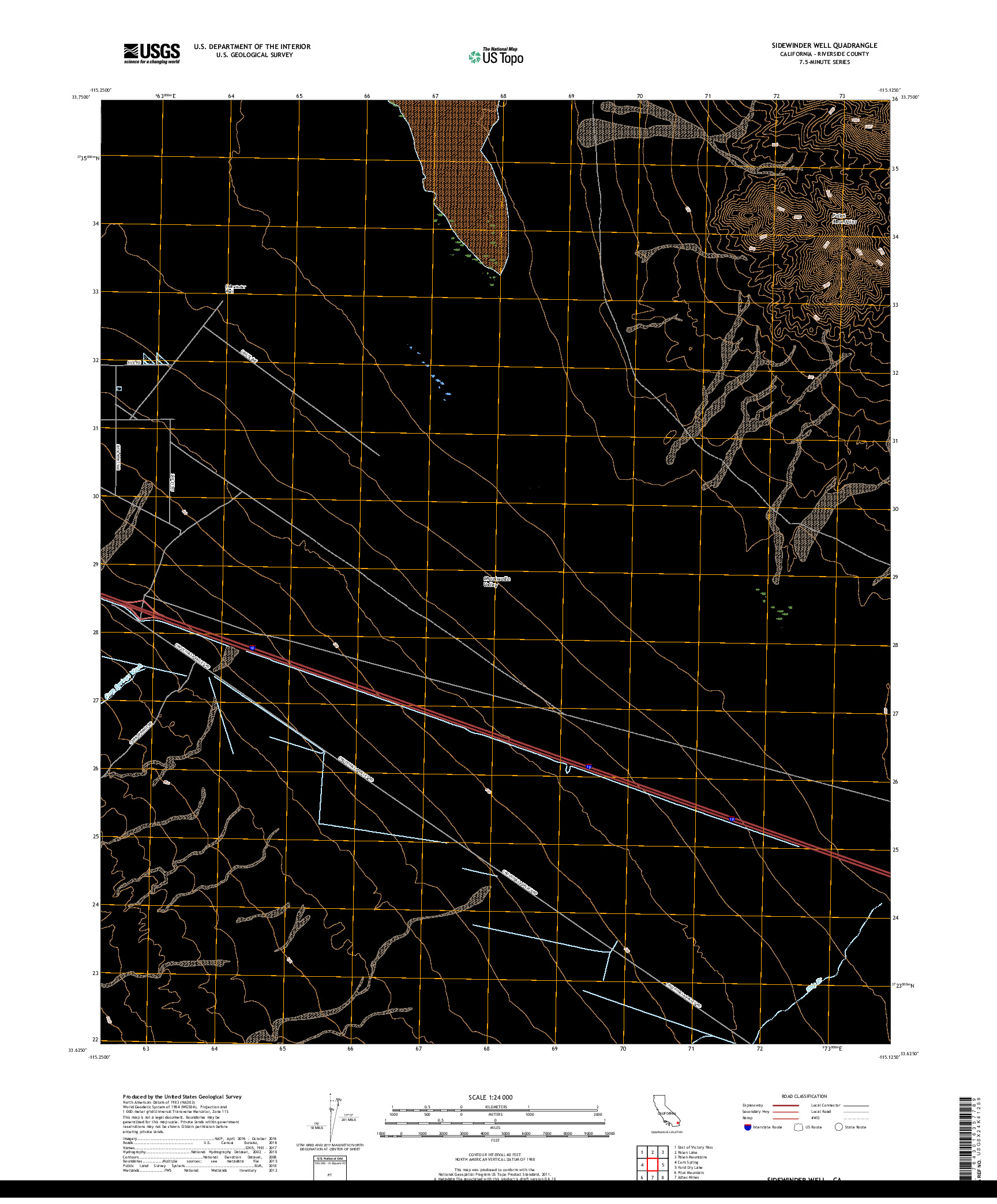 USGS US TOPO 7.5-MINUTE MAP FOR SIDEWINDER WELL, CA 2018