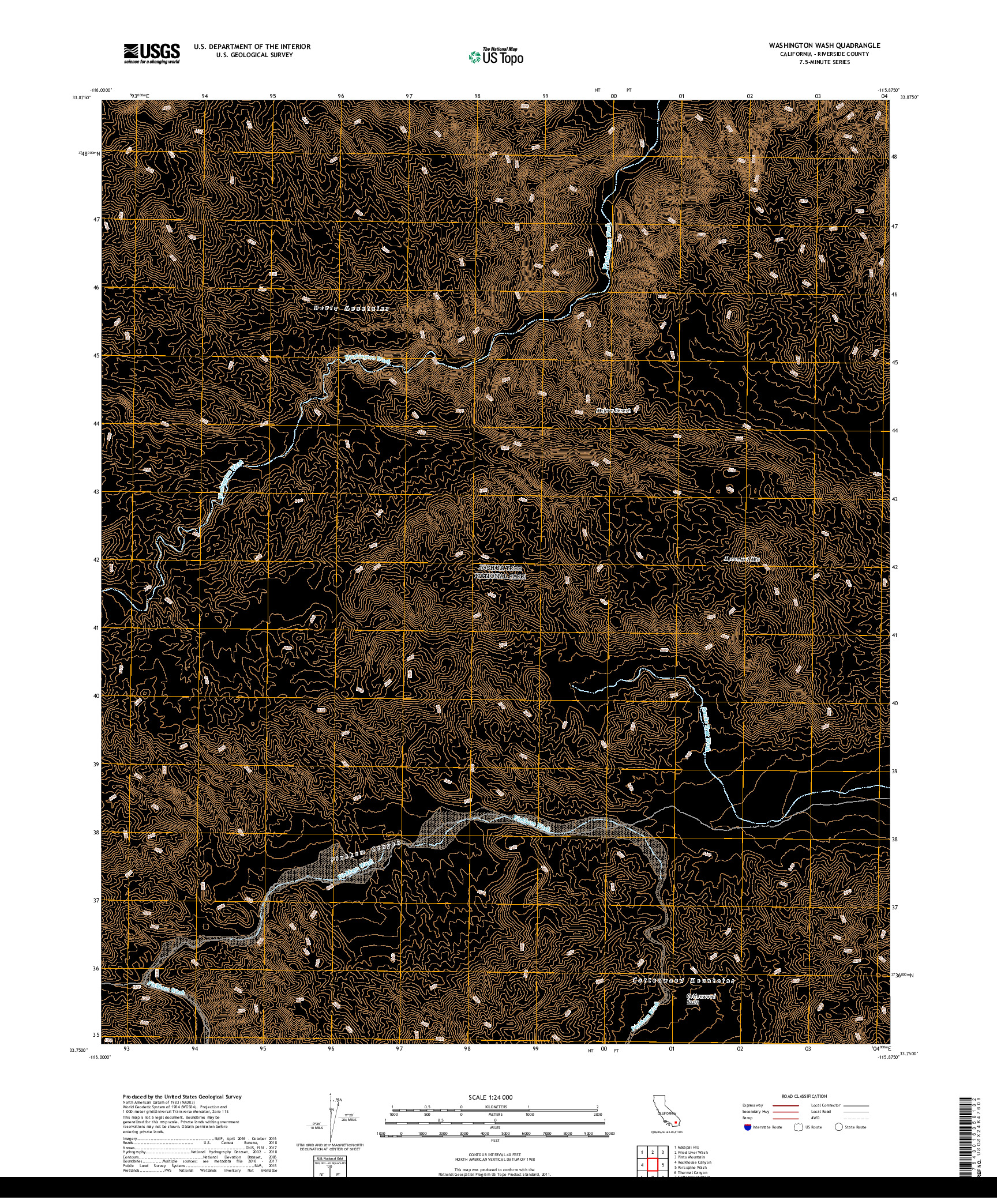 USGS US TOPO 7.5-MINUTE MAP FOR WASHINGTON WASH, CA 2018