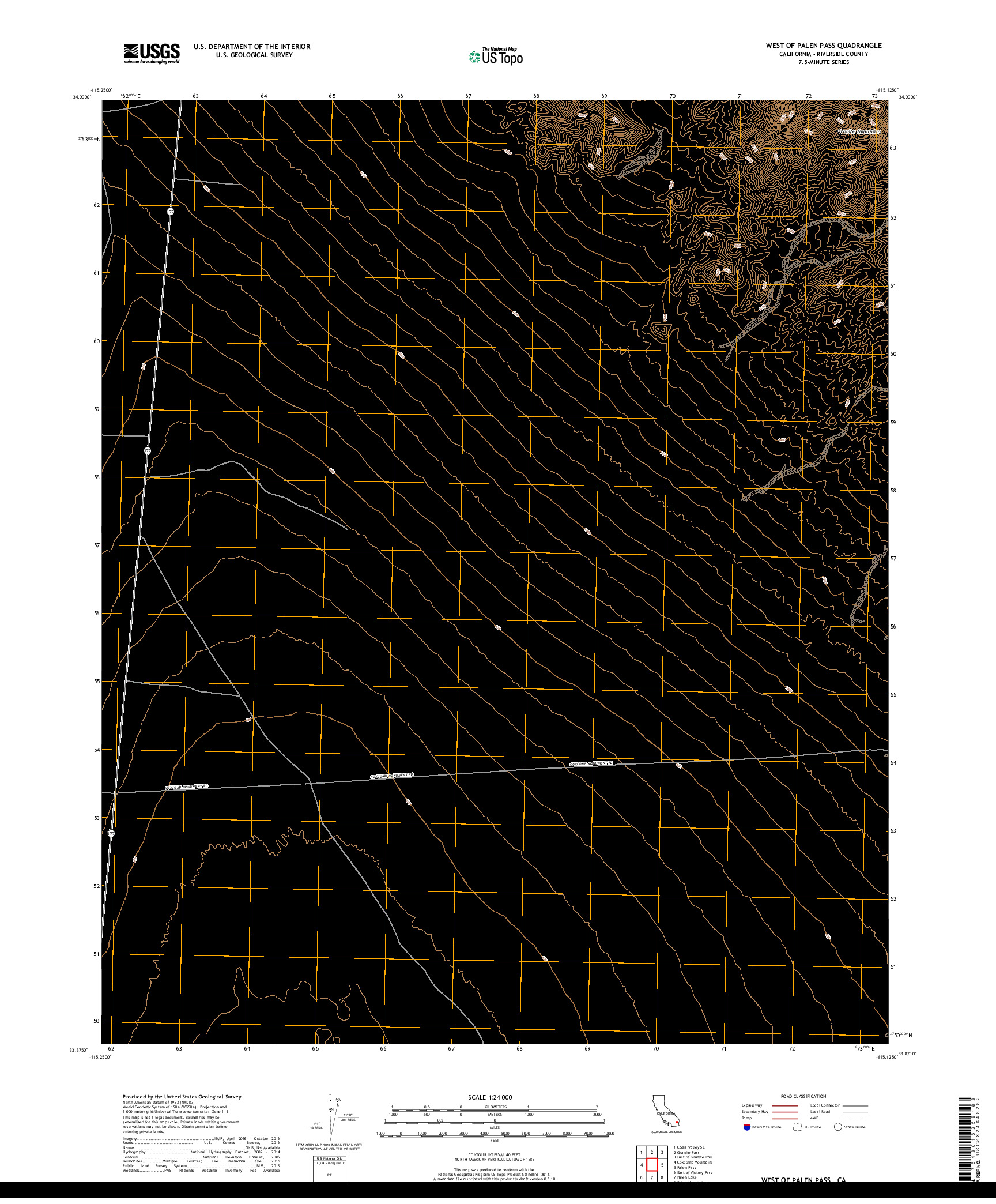 USGS US TOPO 7.5-MINUTE MAP FOR WEST OF PALEN PASS, CA 2018