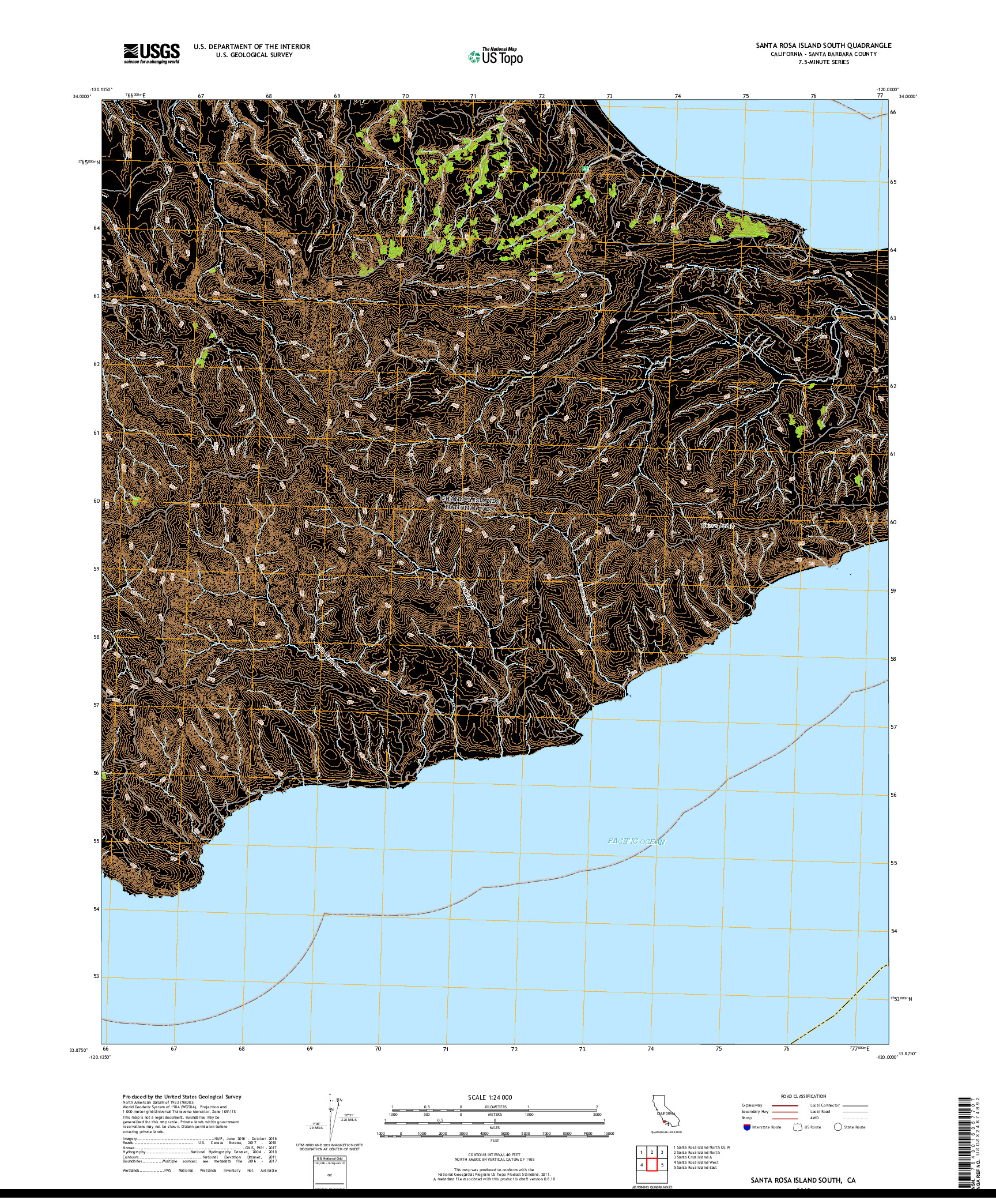 USGS US TOPO 7.5-MINUTE MAP FOR SANTA ROSA ISLAND SOUTH, CA 2018