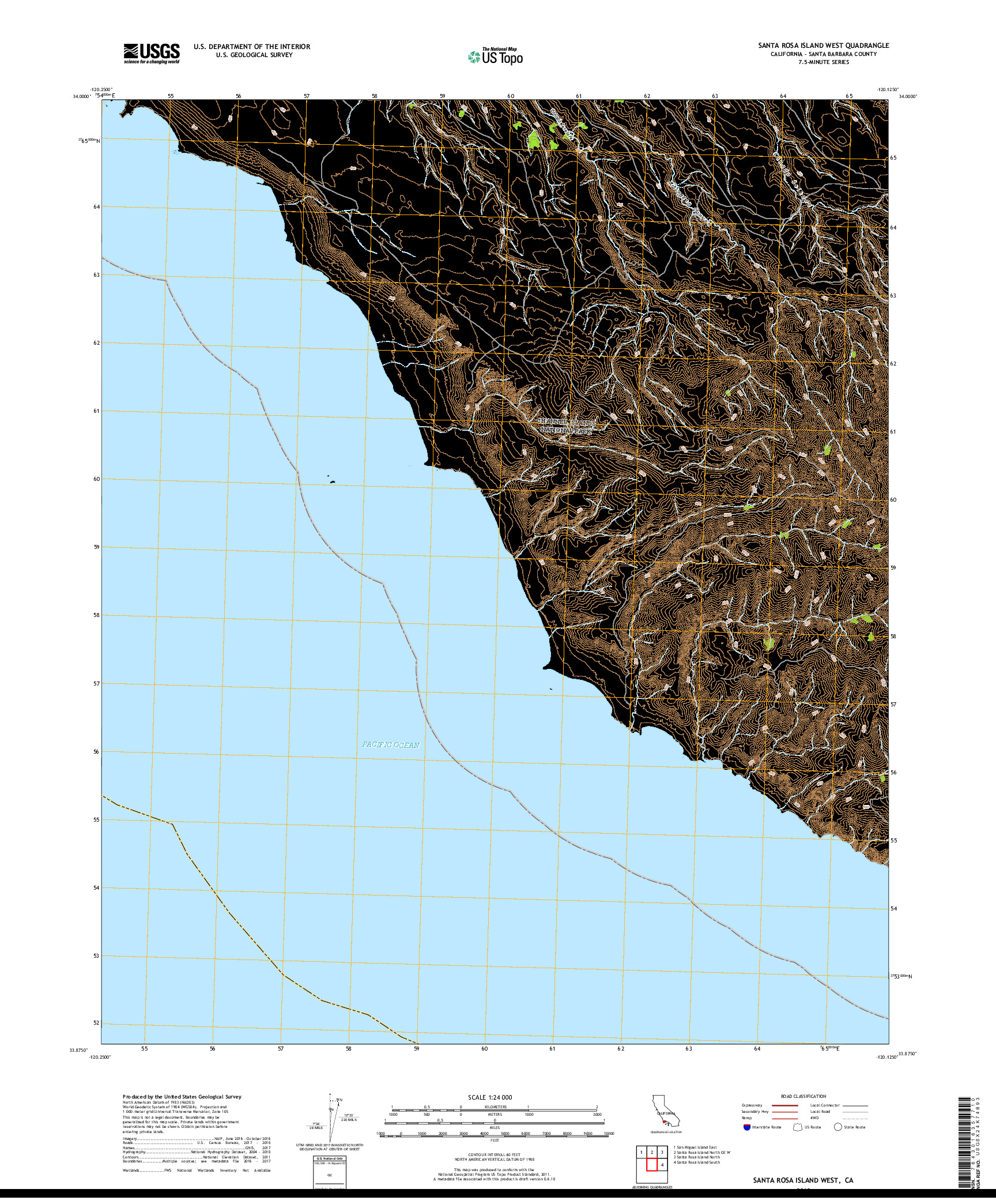 USGS US TOPO 7.5-MINUTE MAP FOR SANTA ROSA ISLAND WEST, CA 2018