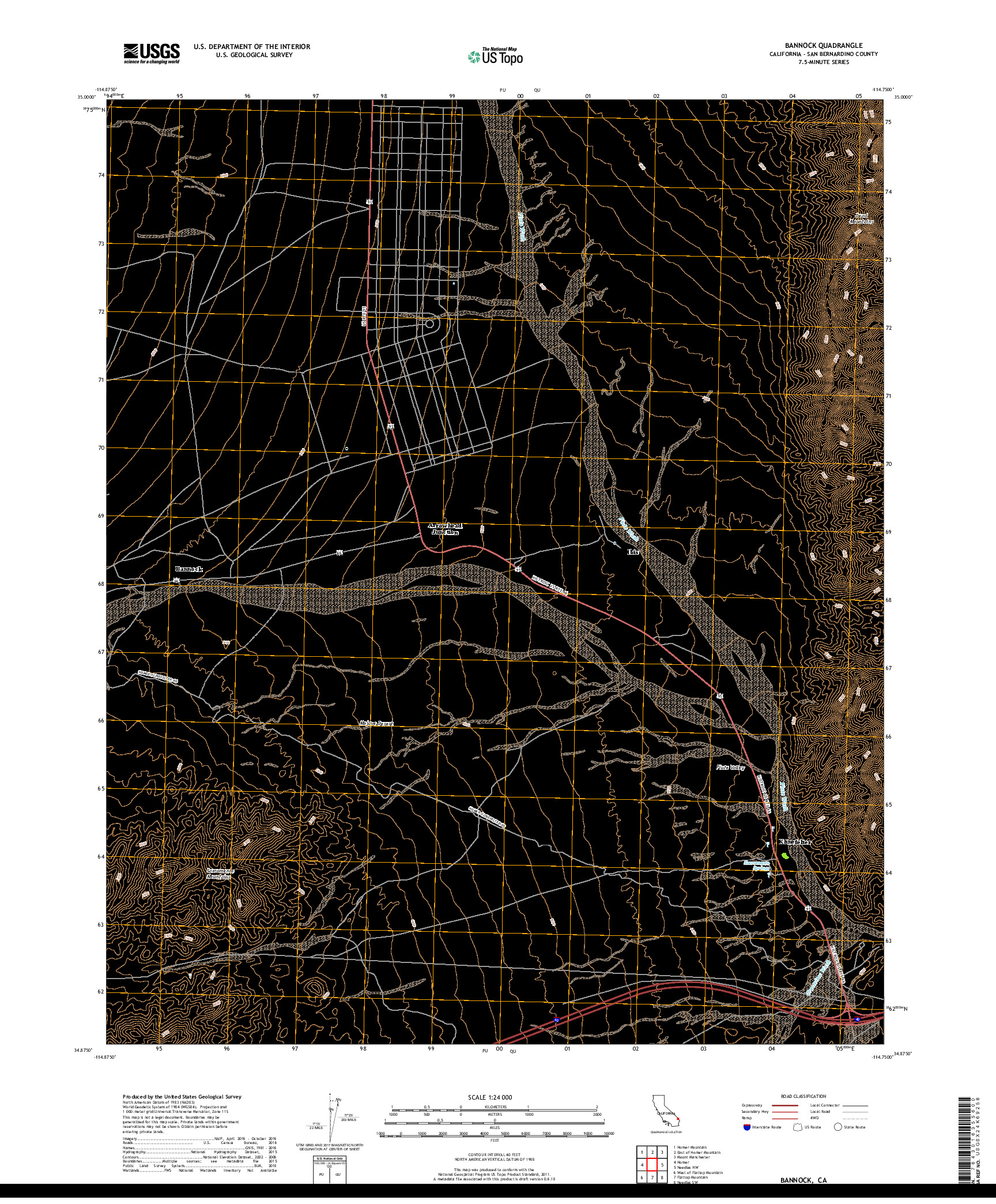 USGS US TOPO 7.5-MINUTE MAP FOR BANNOCK, CA 2018