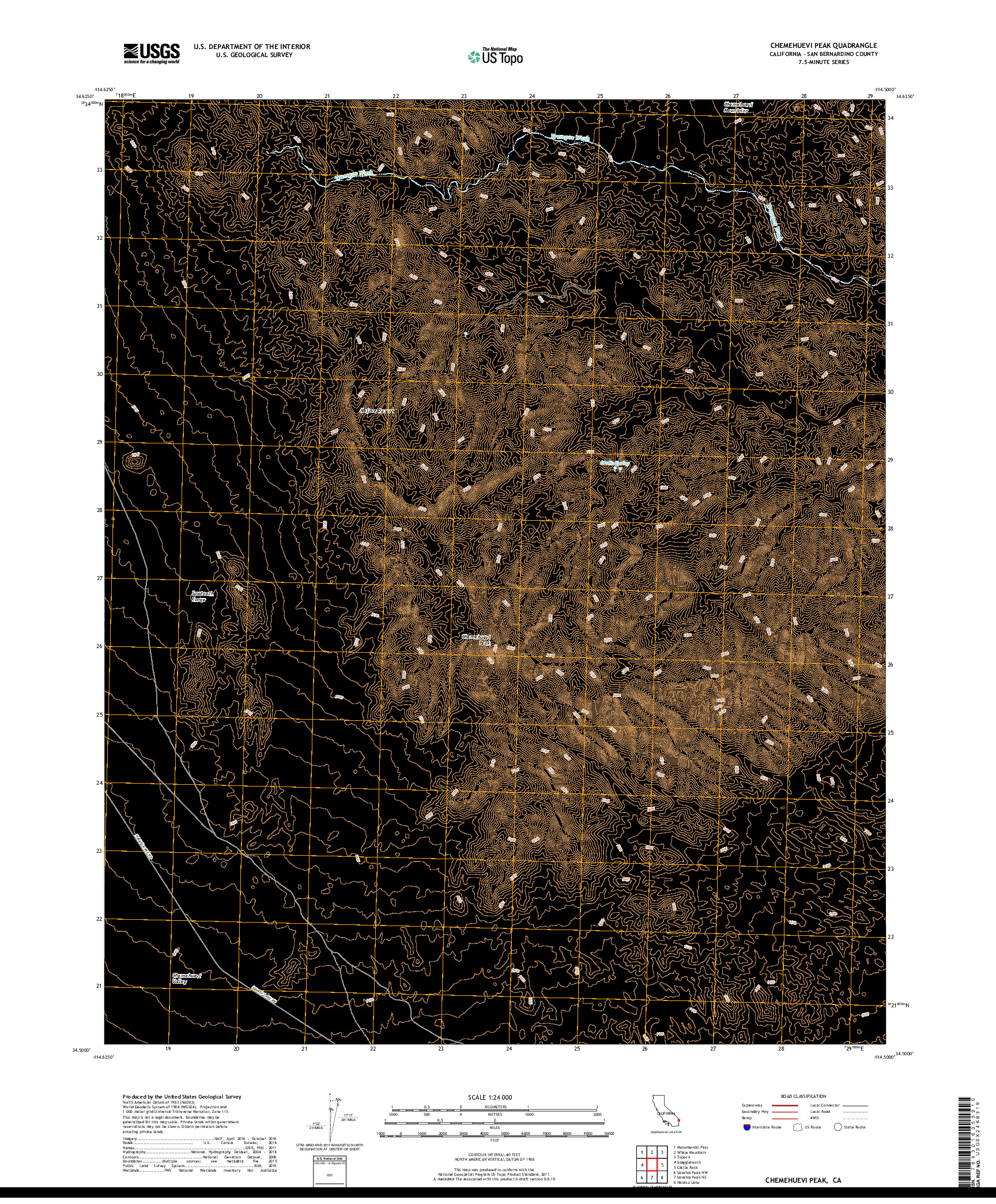 USGS US TOPO 7.5-MINUTE MAP FOR CHEMEHUEVI PEAK, CA 2018