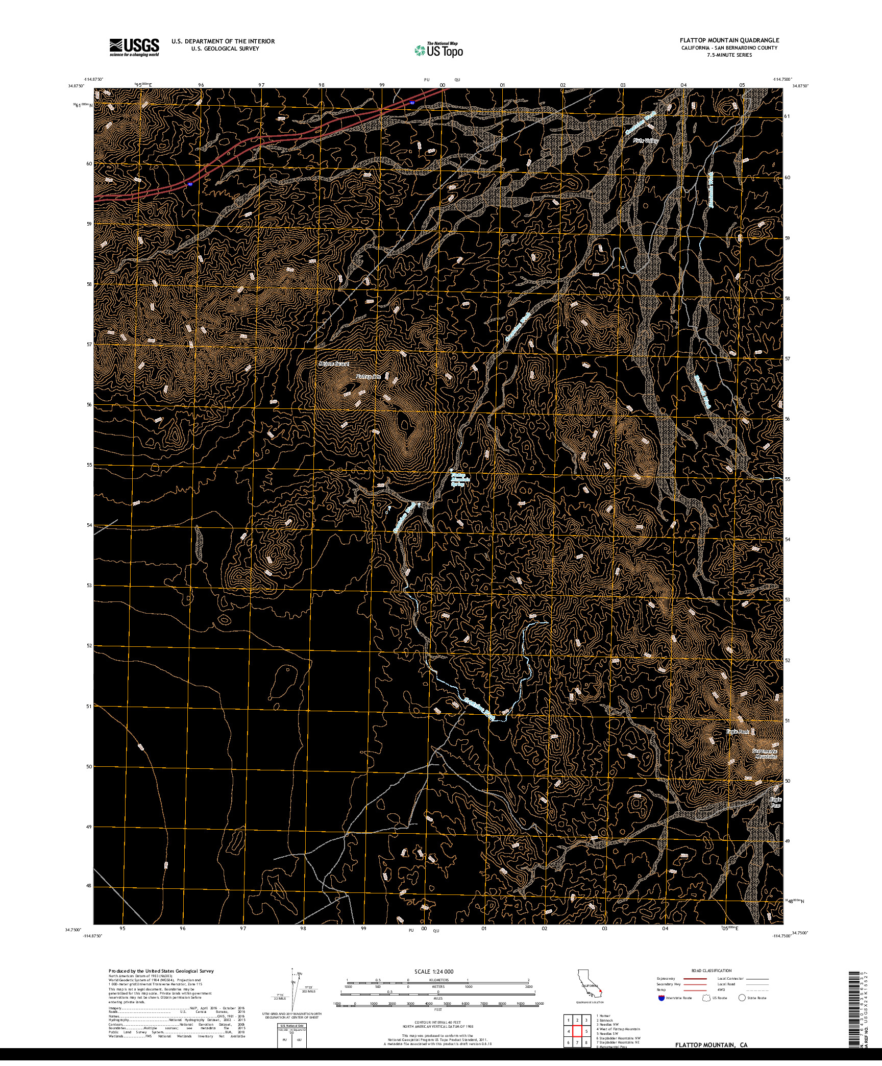 USGS US TOPO 7.5-MINUTE MAP FOR FLATTOP MOUNTAIN, CA 2018