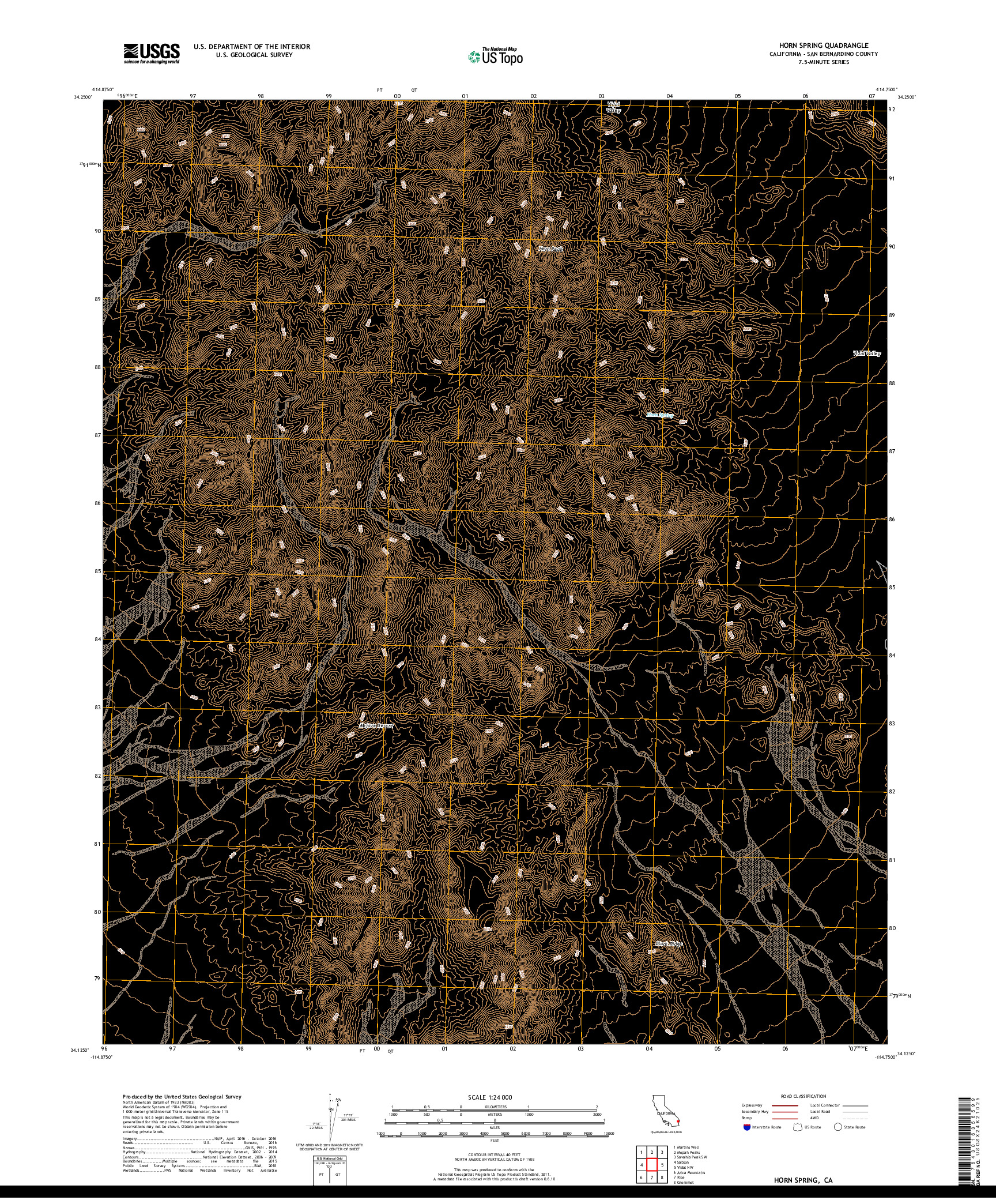 USGS US TOPO 7.5-MINUTE MAP FOR HORN SPRING, CA 2018