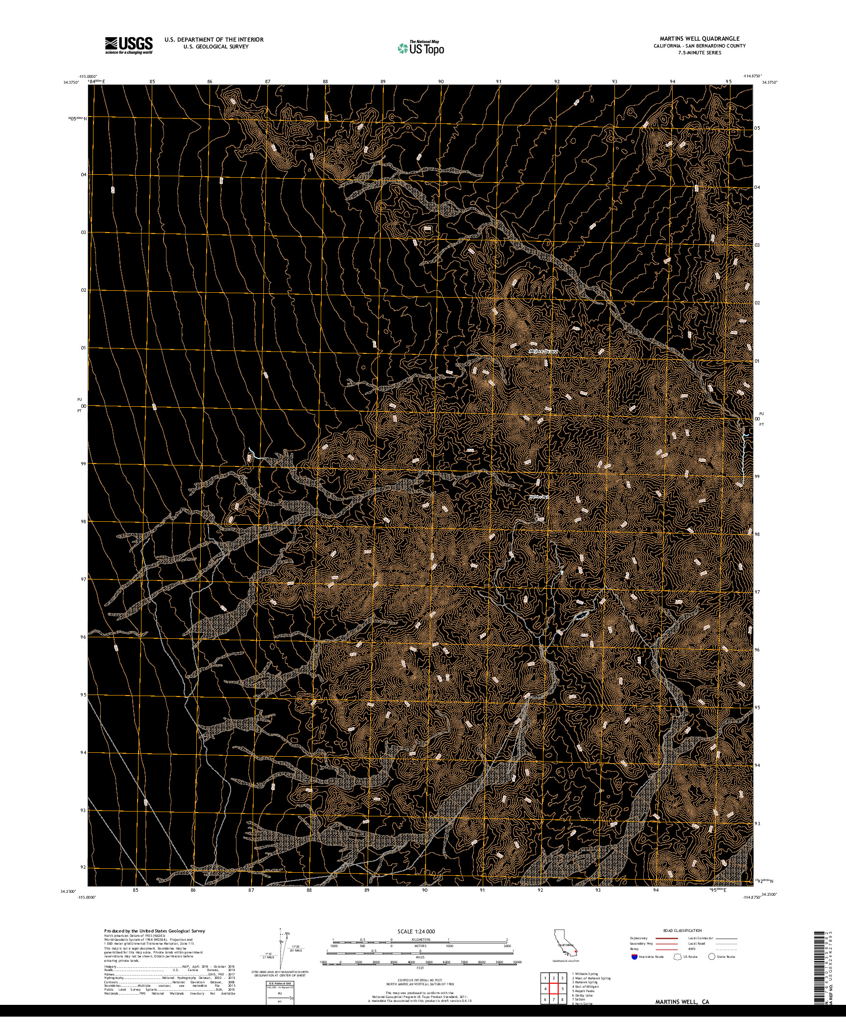 USGS US TOPO 7.5-MINUTE MAP FOR MARTINS WELL, CA 2018