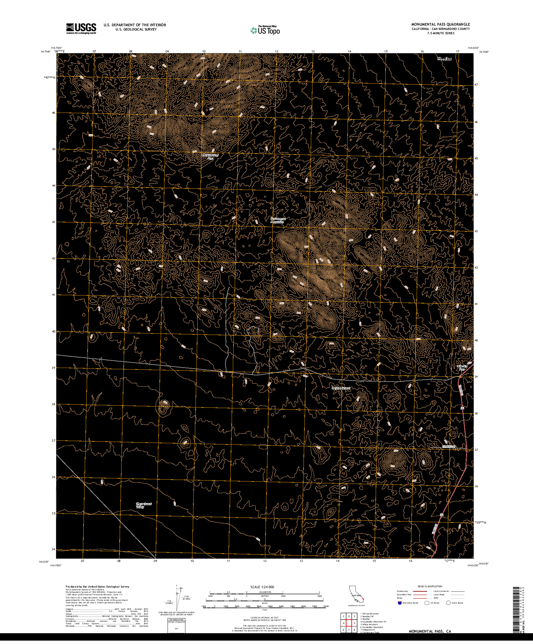 USGS US TOPO 7.5-MINUTE MAP FOR MONUMENTAL PASS, CA 2018