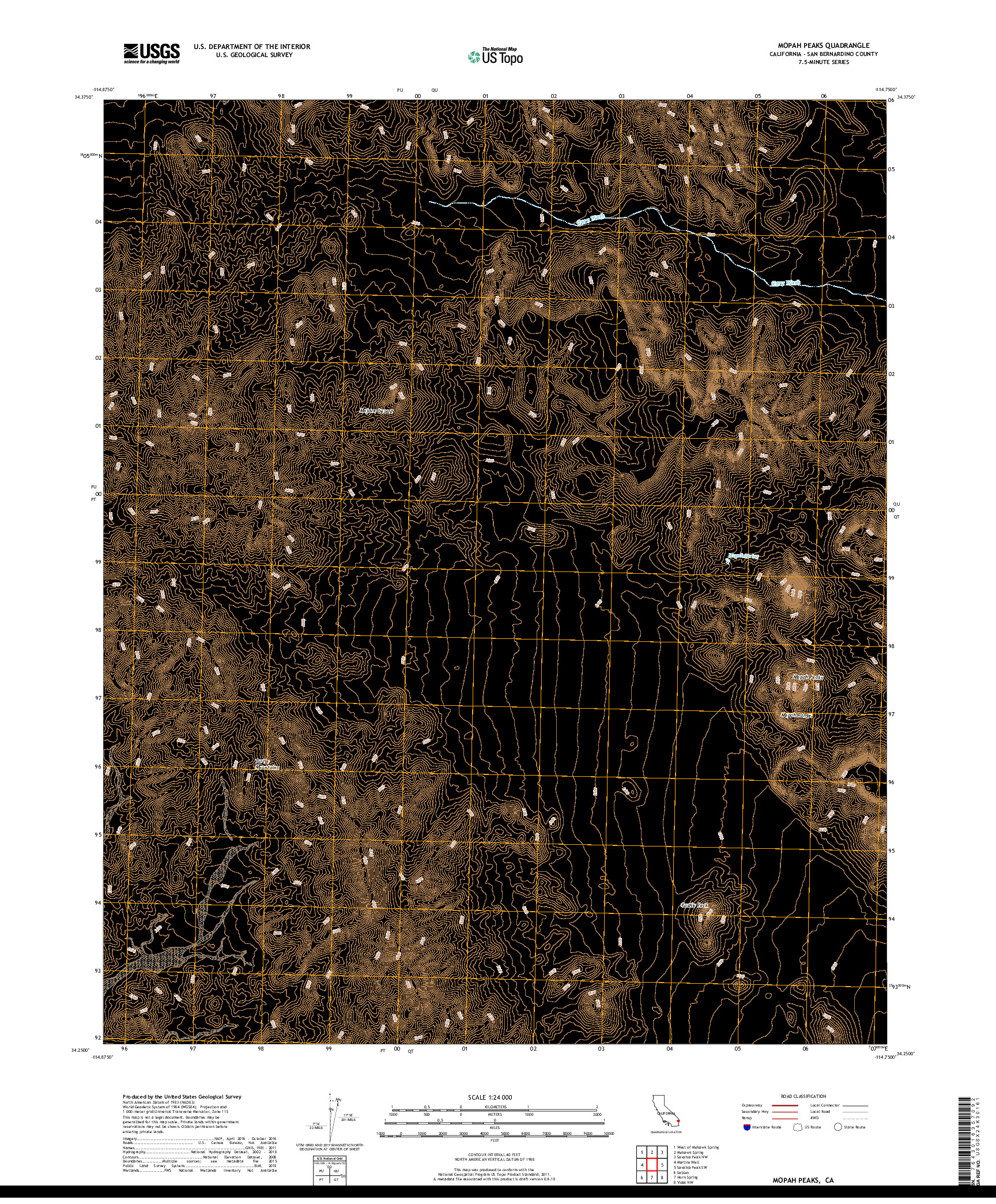 USGS US TOPO 7.5-MINUTE MAP FOR MOPAH PEAKS, CA 2018