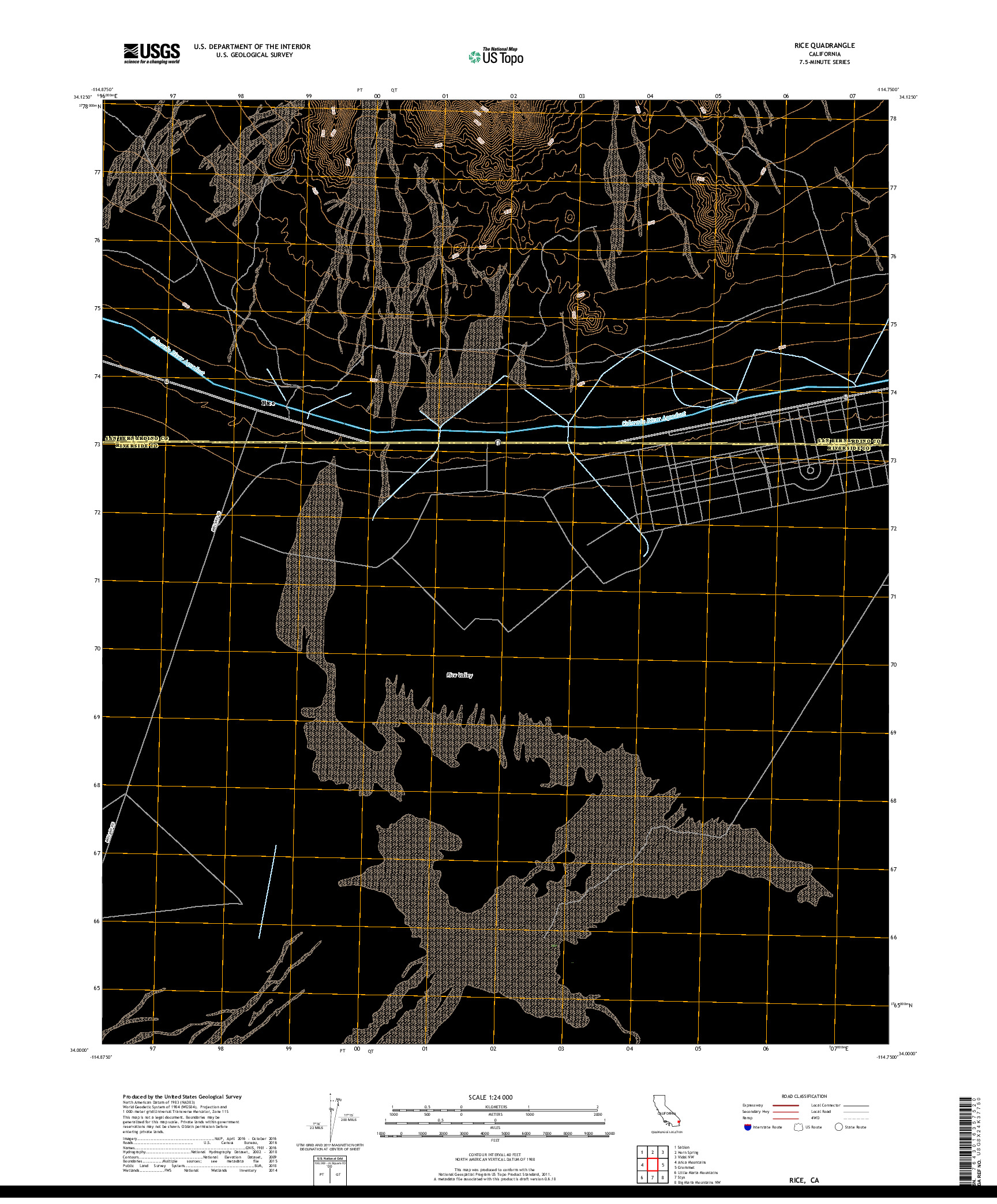 USGS US TOPO 7.5-MINUTE MAP FOR RICE, CA 2018