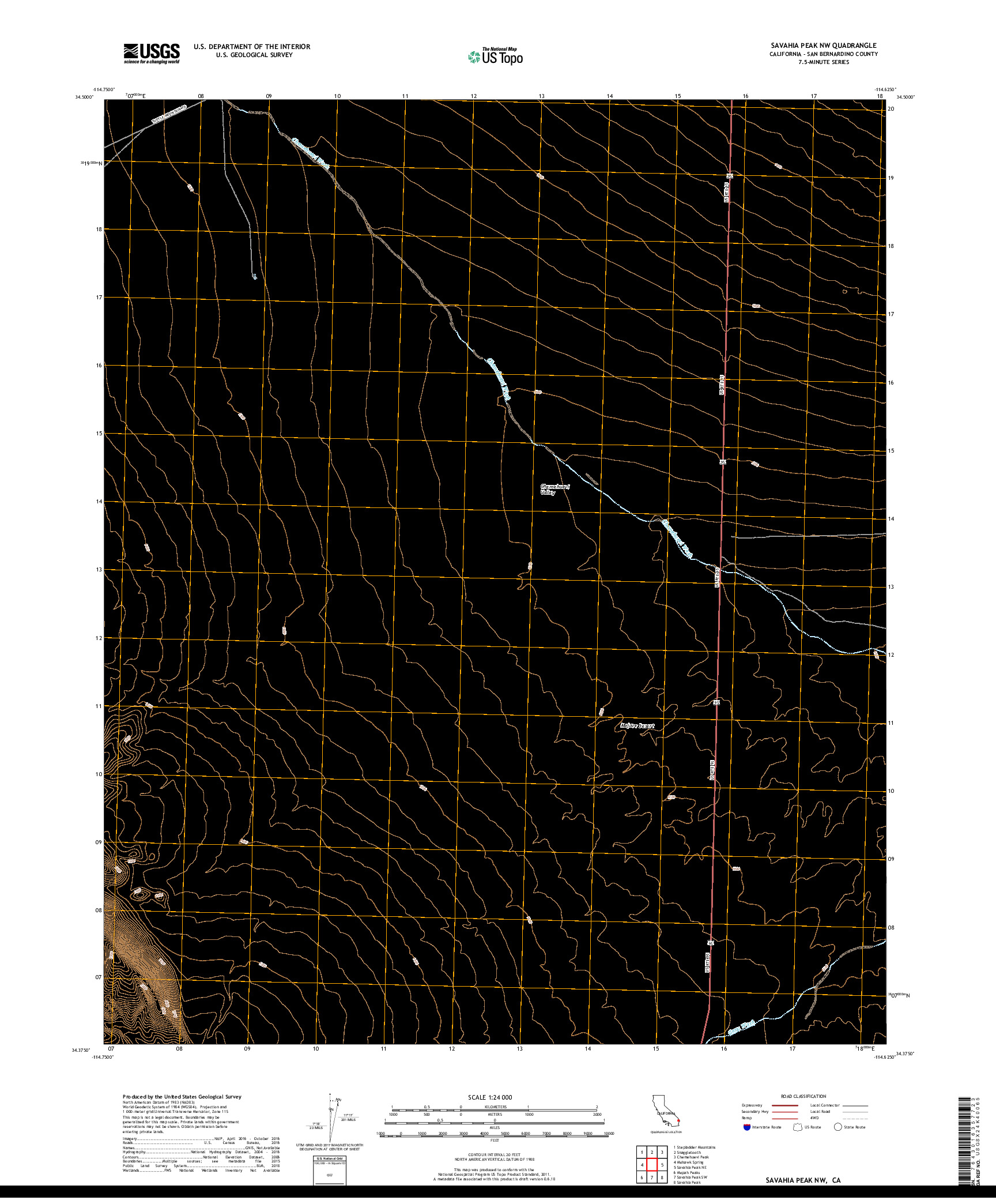 USGS US TOPO 7.5-MINUTE MAP FOR SAVAHIA PEAK NW, CA 2018