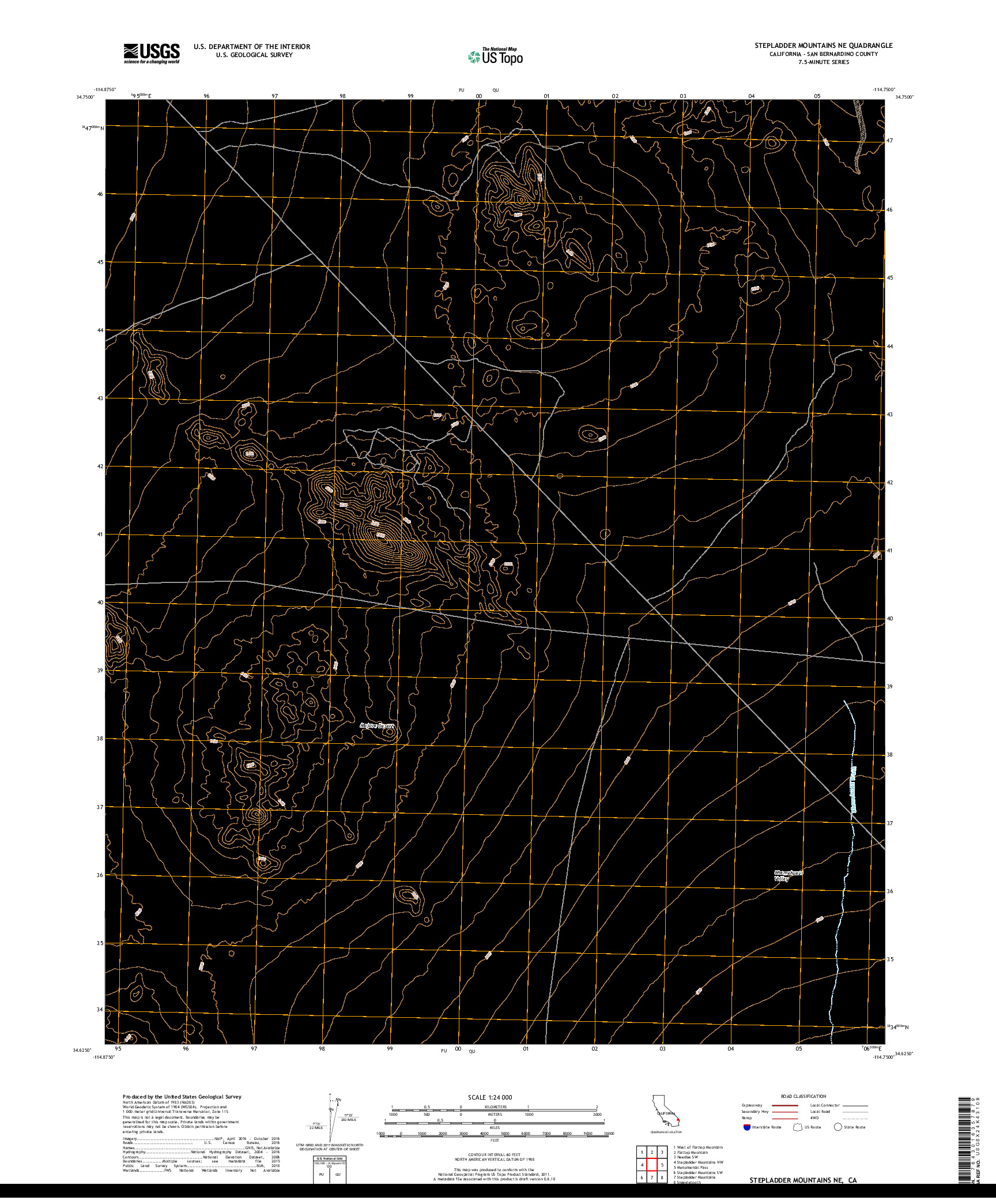 USGS US TOPO 7.5-MINUTE MAP FOR STEPLADDER MOUNTAINS NE, CA 2018