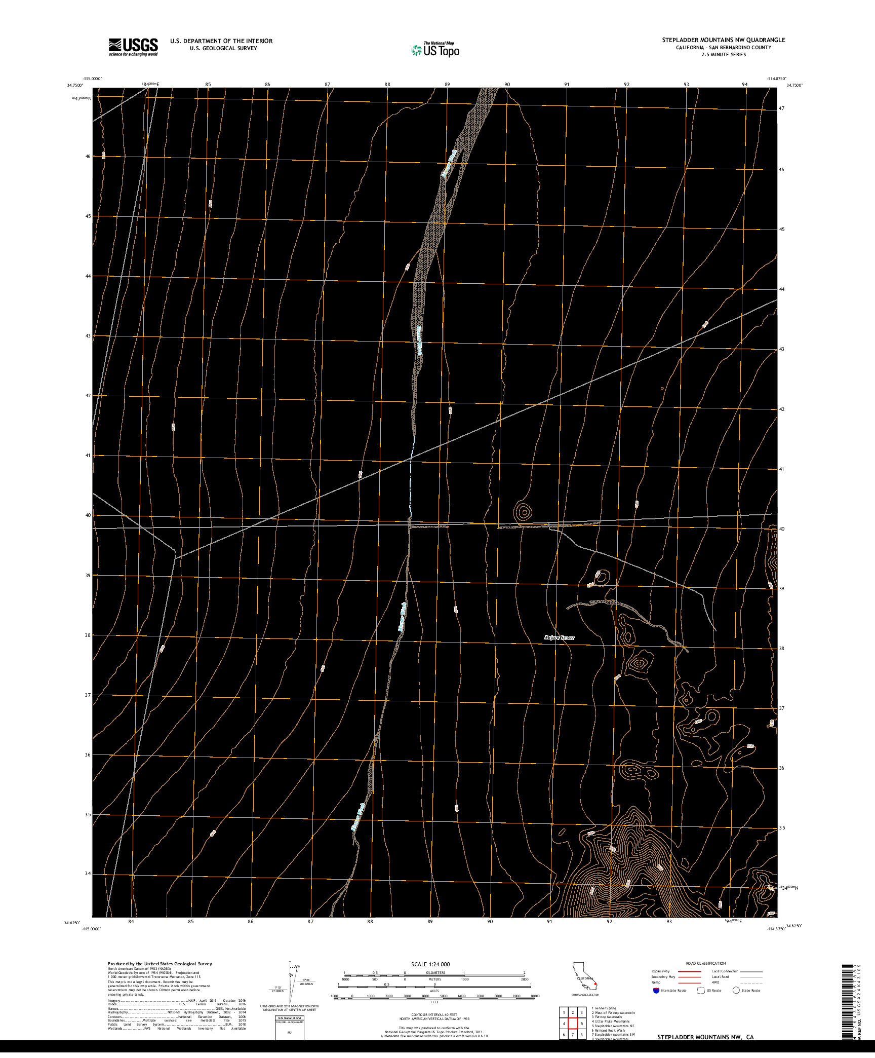 USGS US TOPO 7.5-MINUTE MAP FOR STEPLADDER MOUNTAINS NW, CA 2018