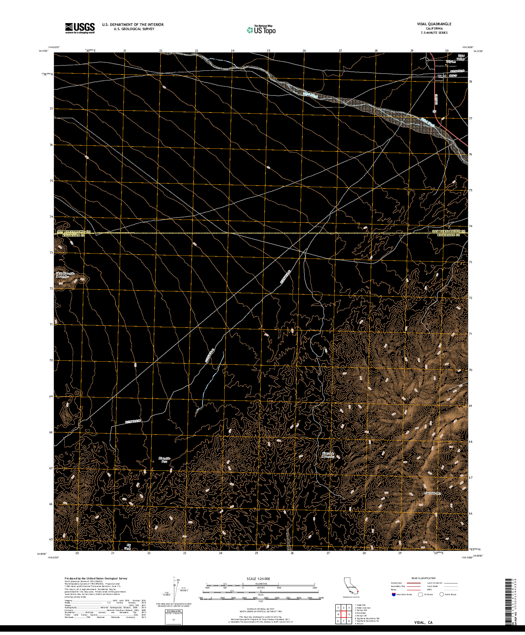 USGS US TOPO 7.5-MINUTE MAP FOR VIDAL, CA 2018