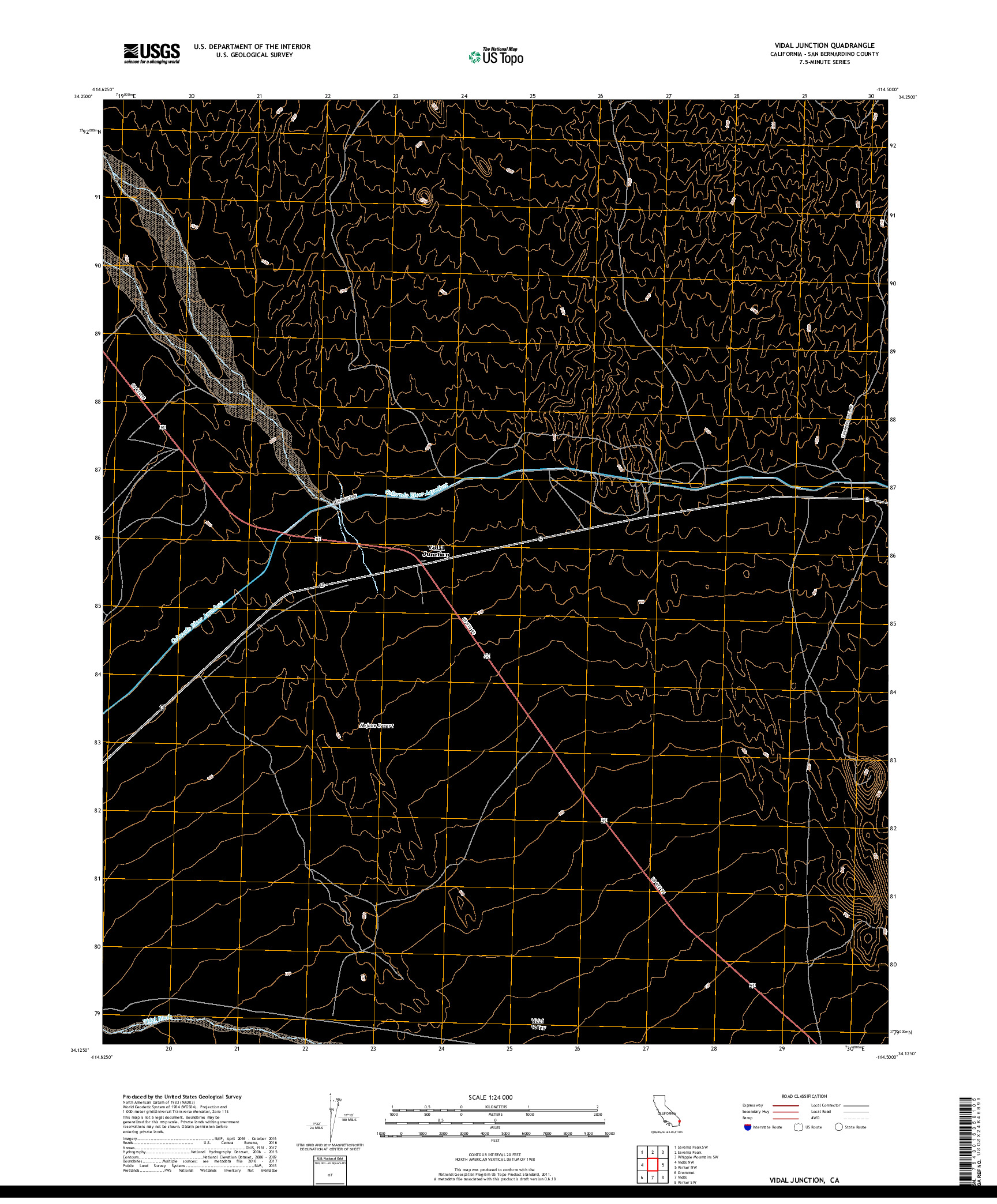 USGS US TOPO 7.5-MINUTE MAP FOR VIDAL JUNCTION, CA 2018