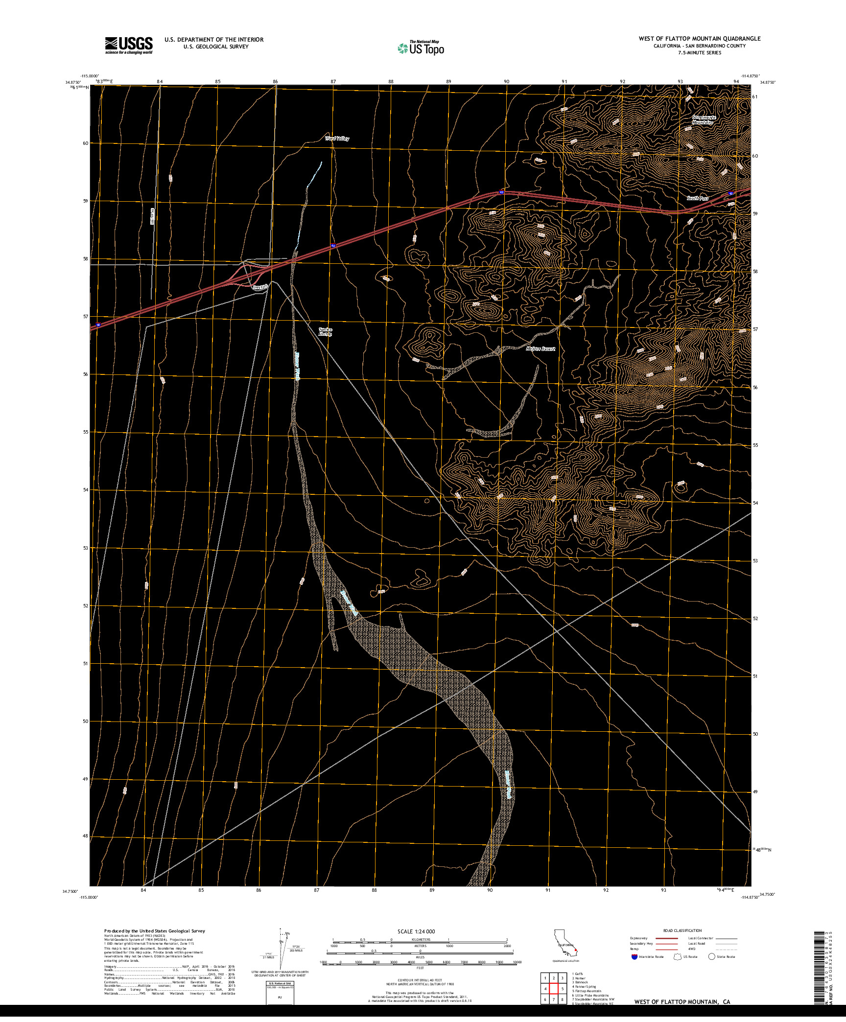 USGS US TOPO 7.5-MINUTE MAP FOR WEST OF FLATTOP MOUNTAIN, CA 2018