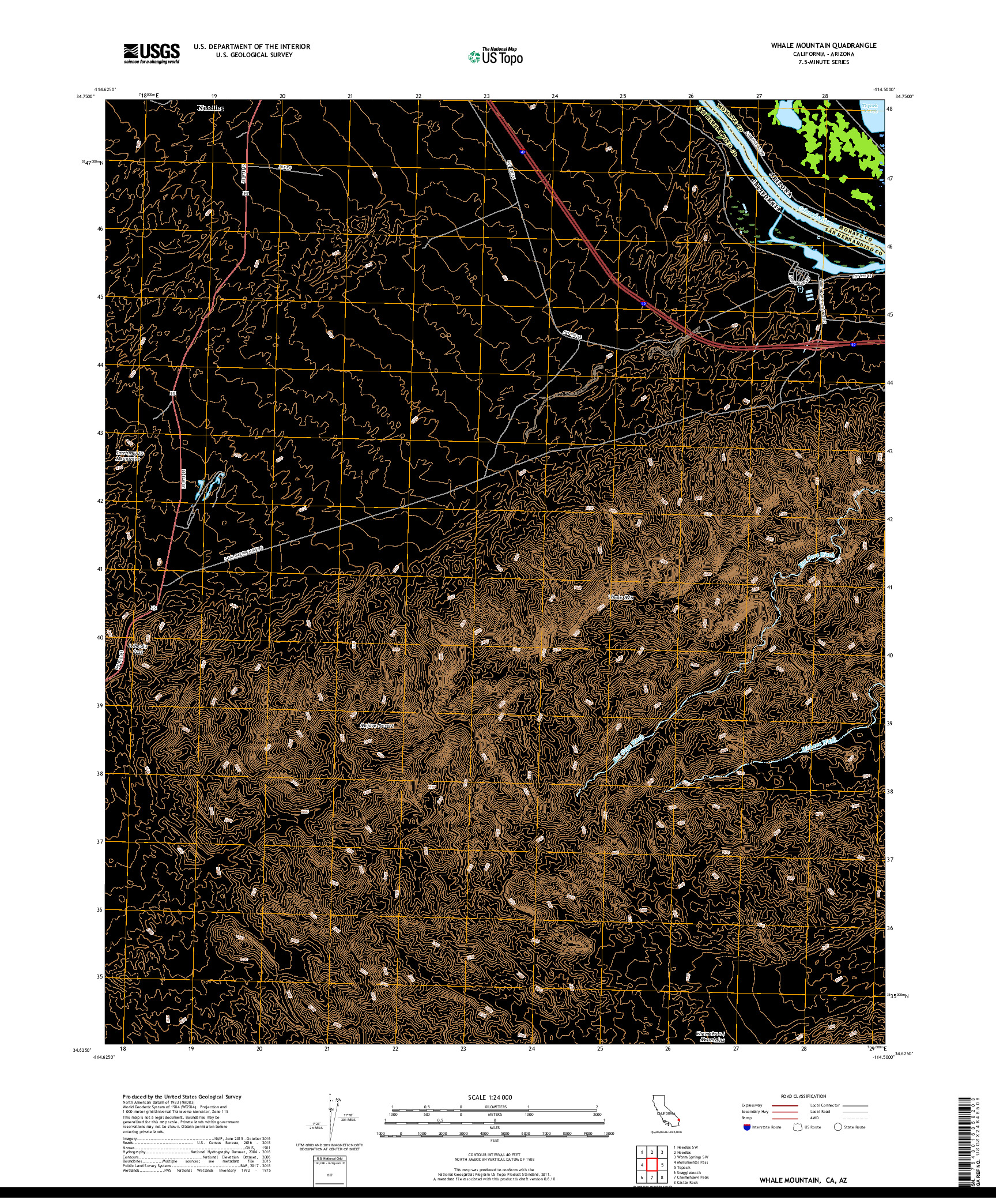 USGS US TOPO 7.5-MINUTE MAP FOR WHALE MOUNTAIN, CA,AZ 2018