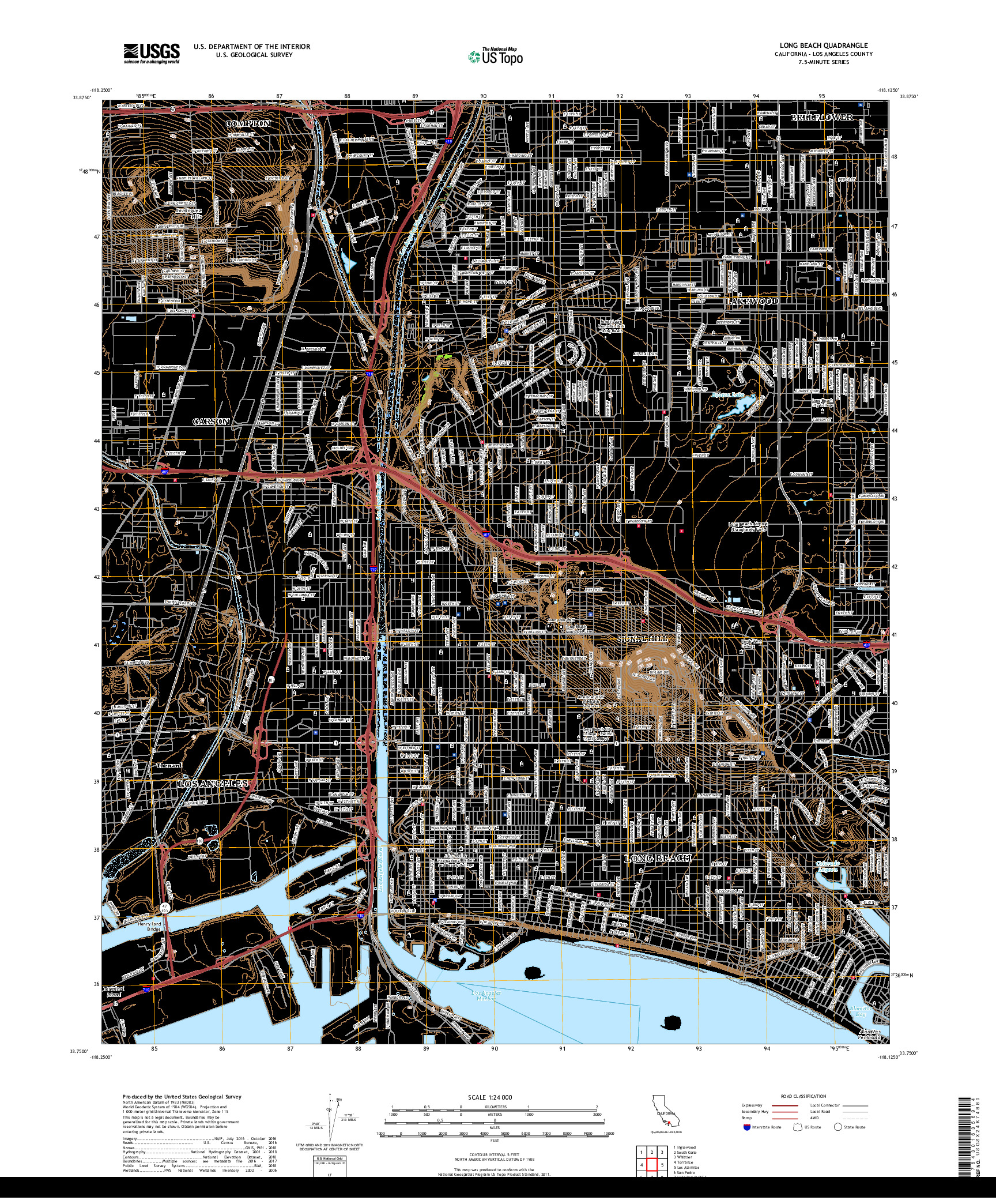 USGS US TOPO 7.5-MINUTE MAP FOR LONG BEACH, CA 2018