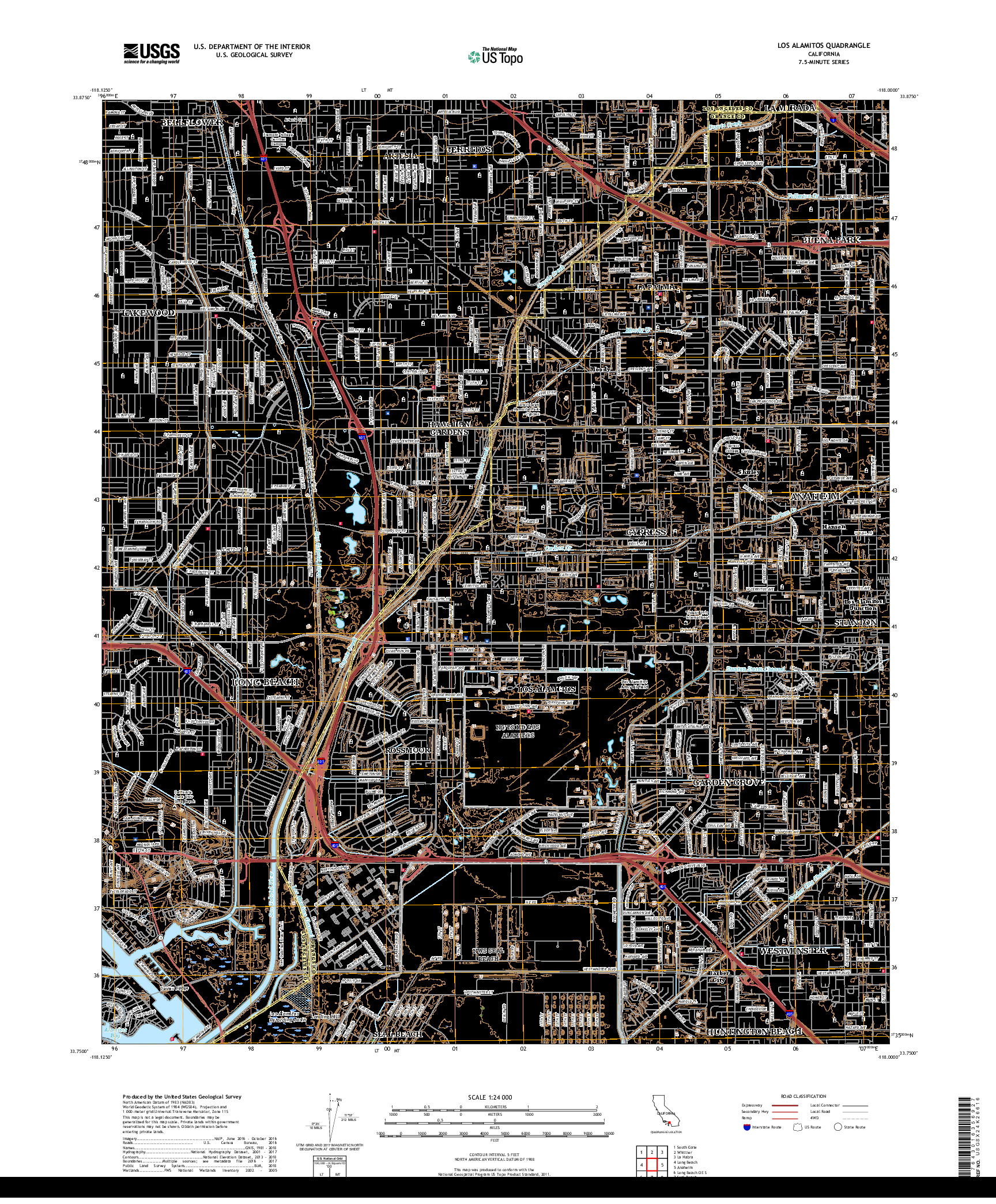 USGS US TOPO 7.5-MINUTE MAP FOR LOS ALAMITOS, CA 2018