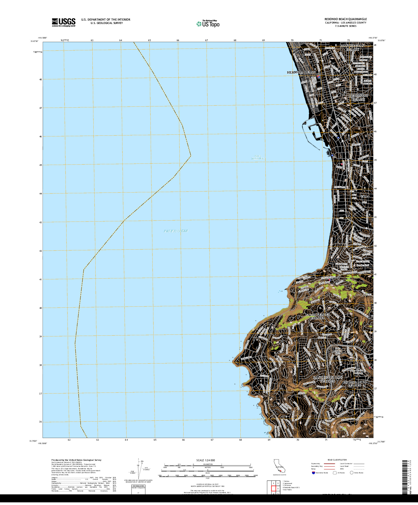 USGS US TOPO 7.5-MINUTE MAP FOR REDONDO BEACH, CA 2018