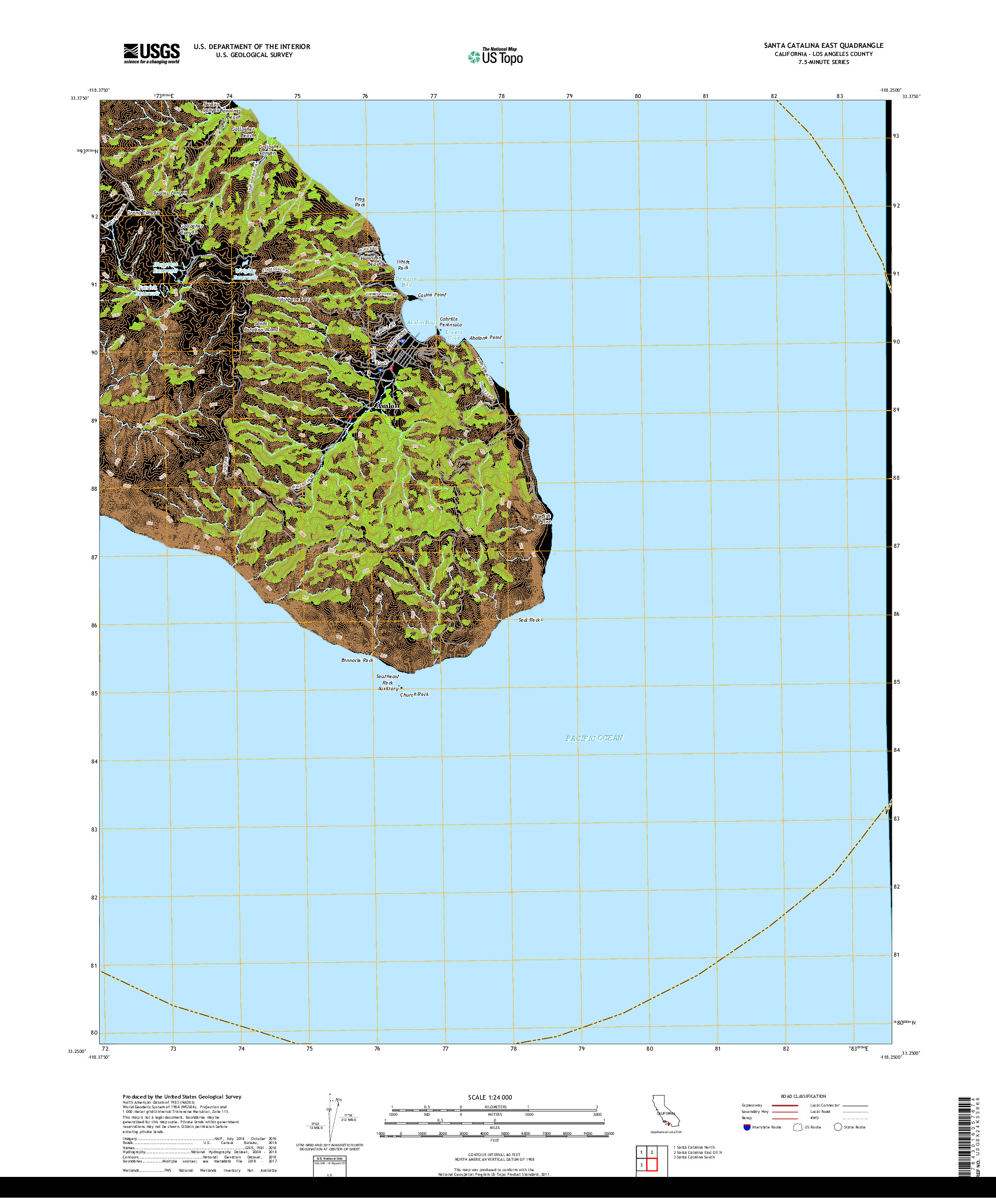 USGS US TOPO 7.5-MINUTE MAP FOR SANTA CATALINA EAST, CA 2018