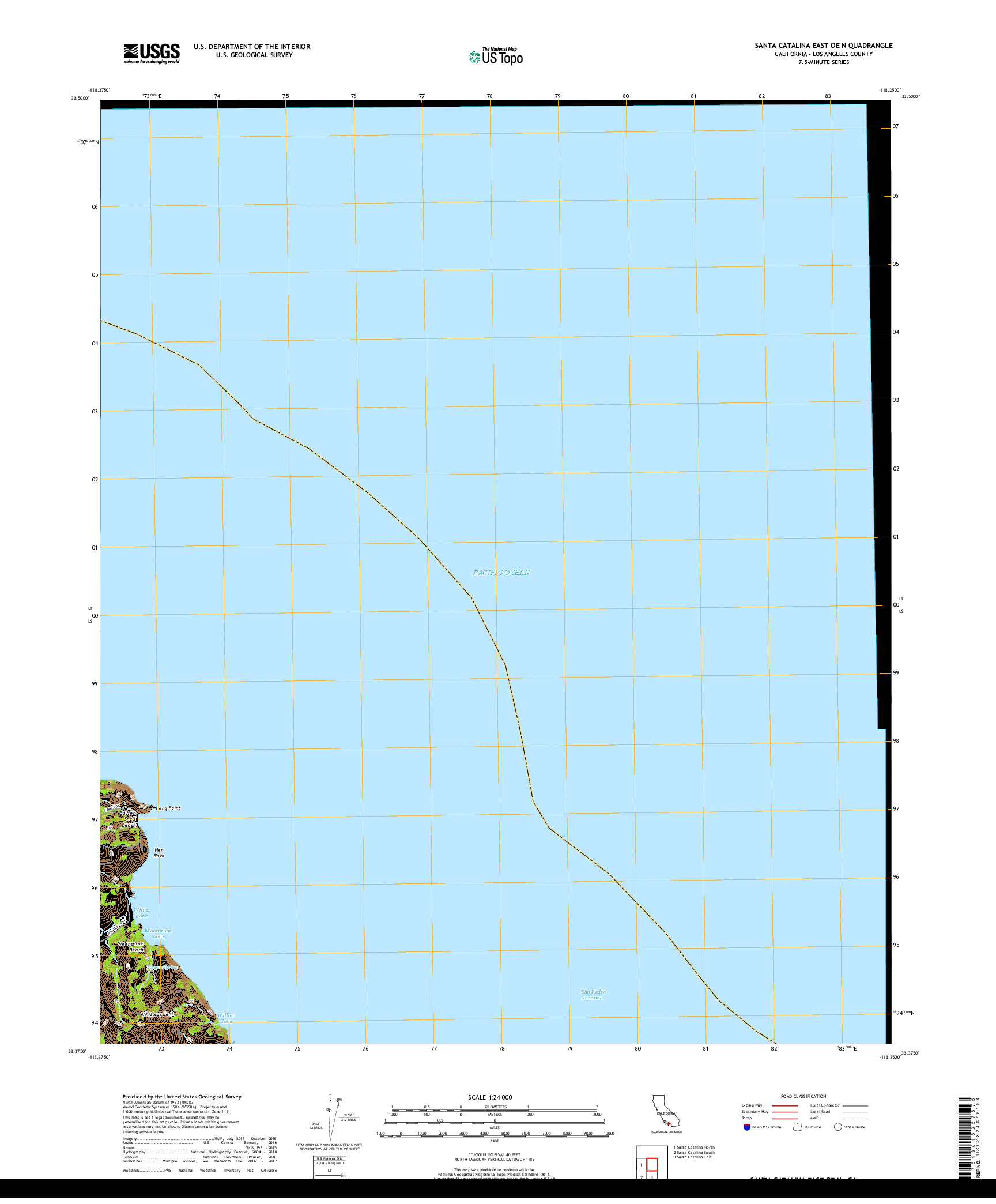 USGS US TOPO 7.5-MINUTE MAP FOR SANTA CATALINA EAST OE N, CA 2018