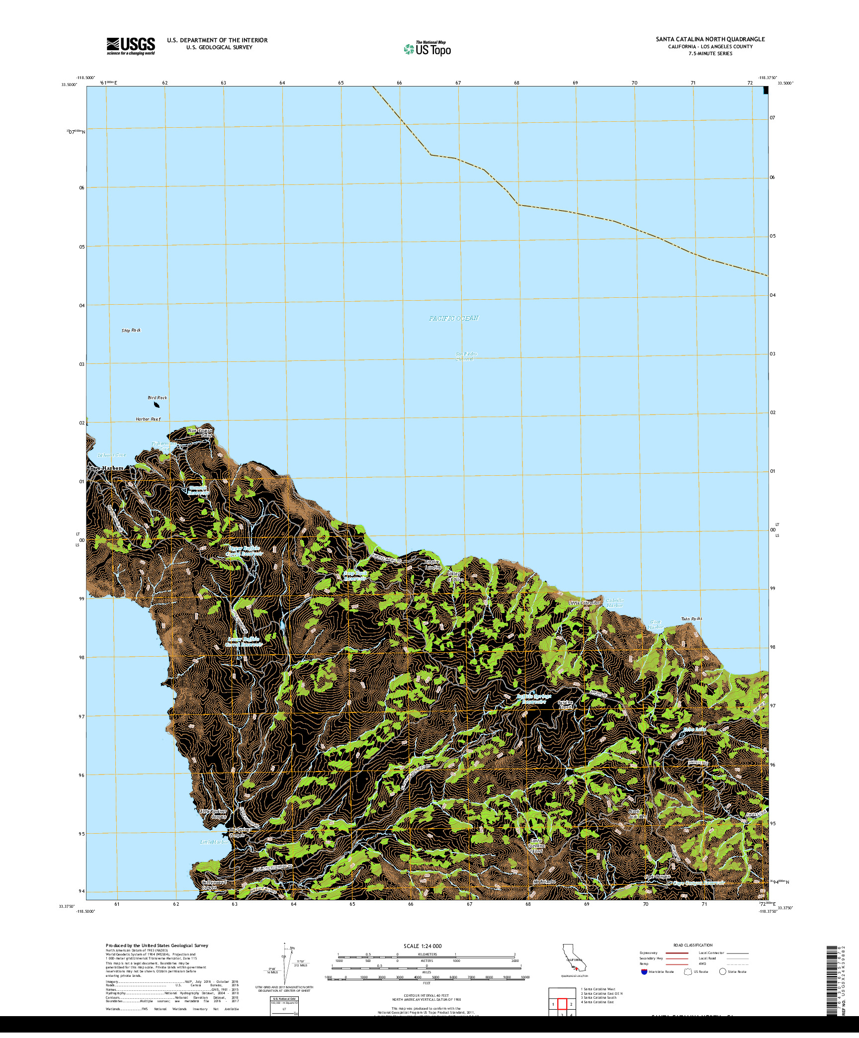 USGS US TOPO 7.5-MINUTE MAP FOR SANTA CATALINA NORTH, CA 2018