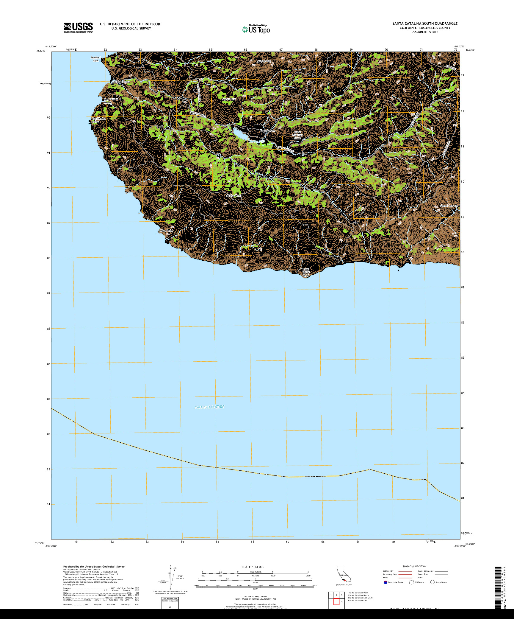 USGS US TOPO 7.5-MINUTE MAP FOR SANTA CATALINA SOUTH, CA 2018