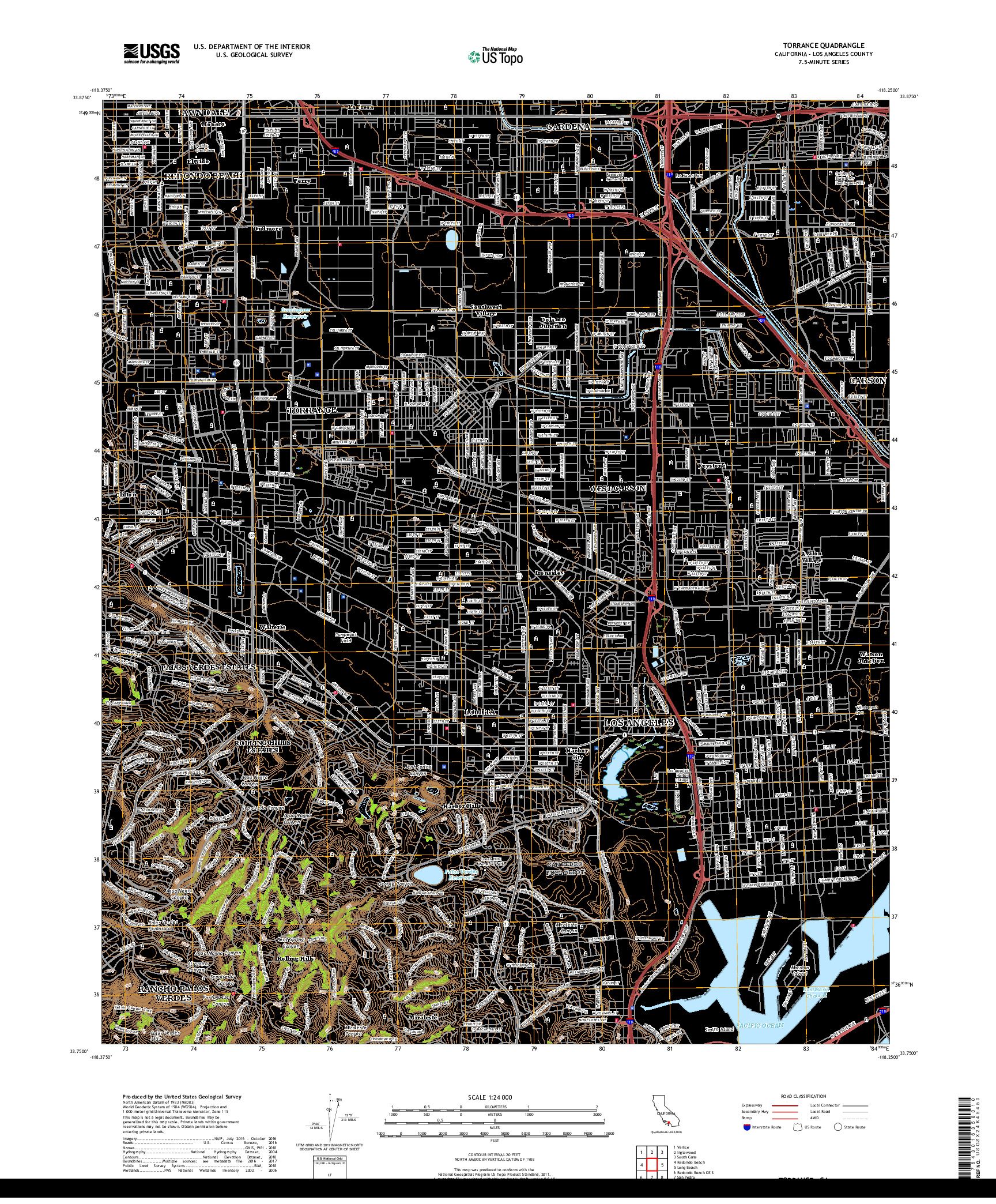 USGS US TOPO 7.5-MINUTE MAP FOR TORRANCE, CA 2018