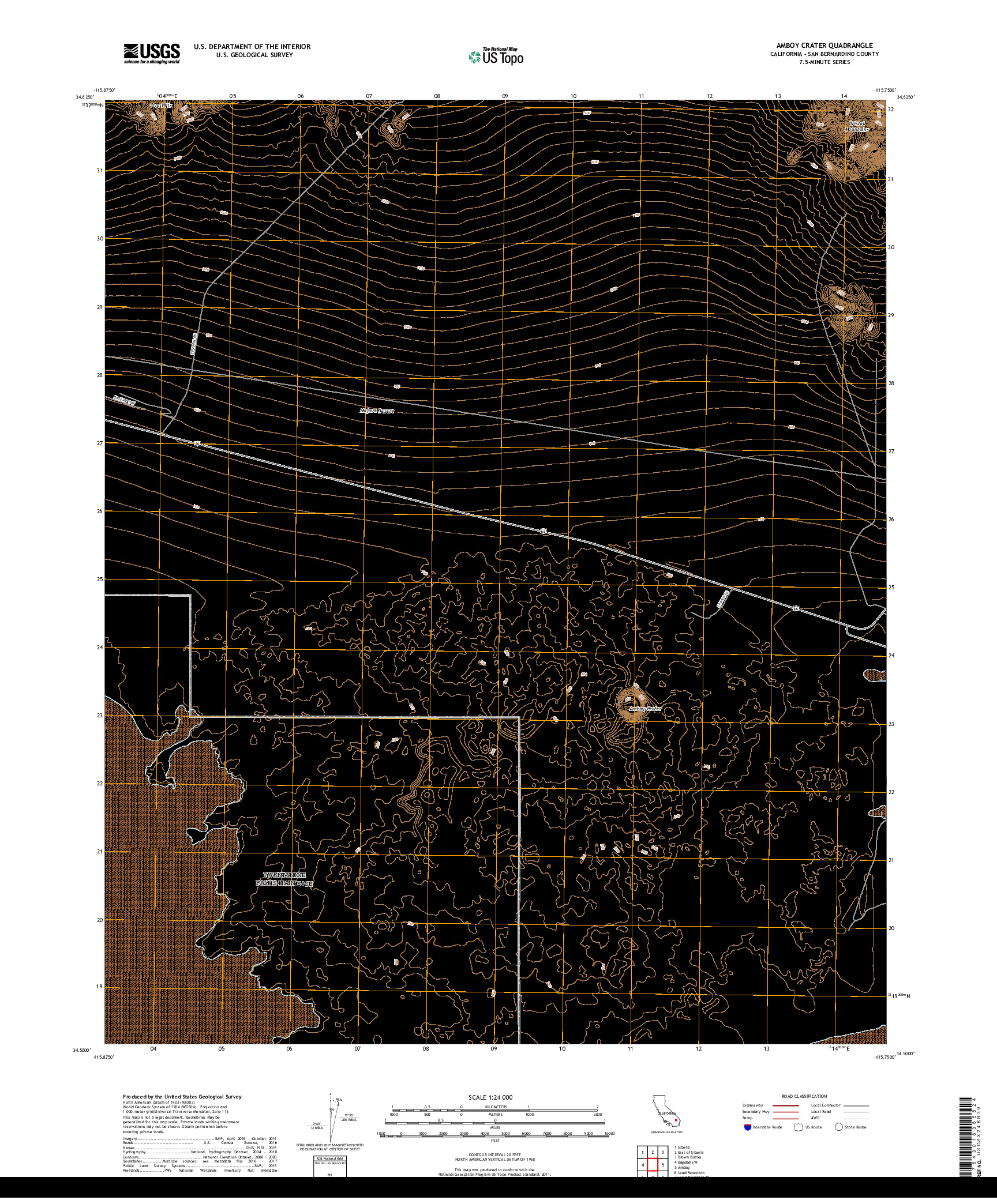 USGS US TOPO 7.5-MINUTE MAP FOR AMBOY CRATER, CA 2018