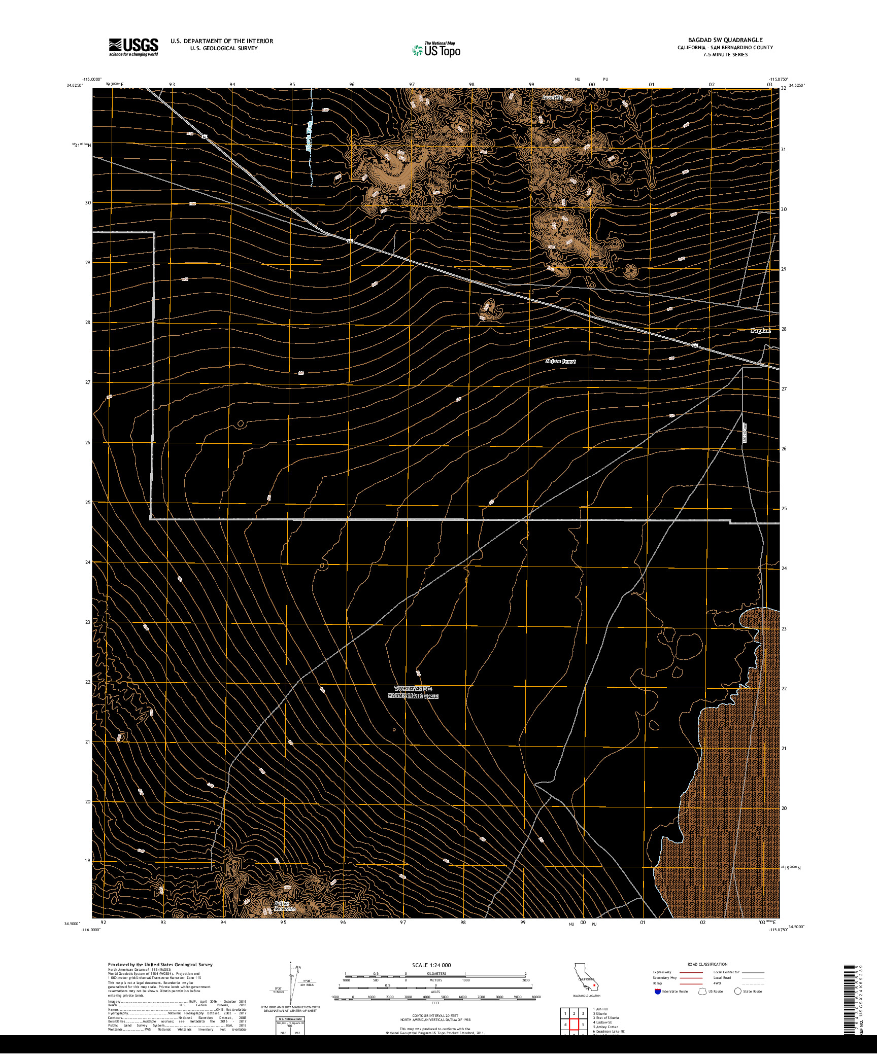 USGS US TOPO 7.5-MINUTE MAP FOR BAGDAD SW, CA 2018