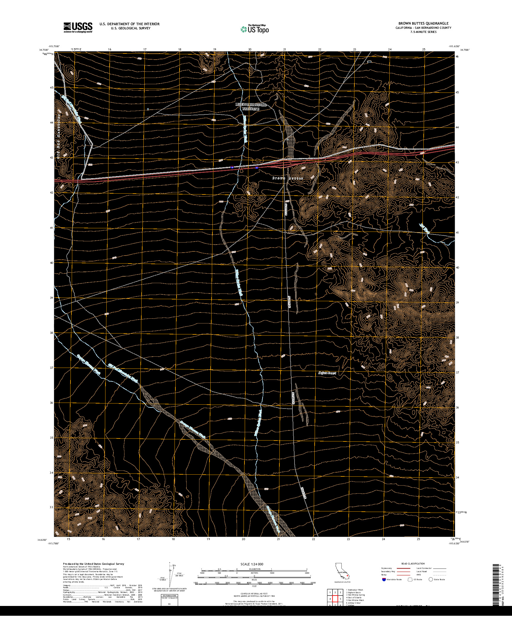USGS US TOPO 7.5-MINUTE MAP FOR BROWN BUTTES, CA 2018